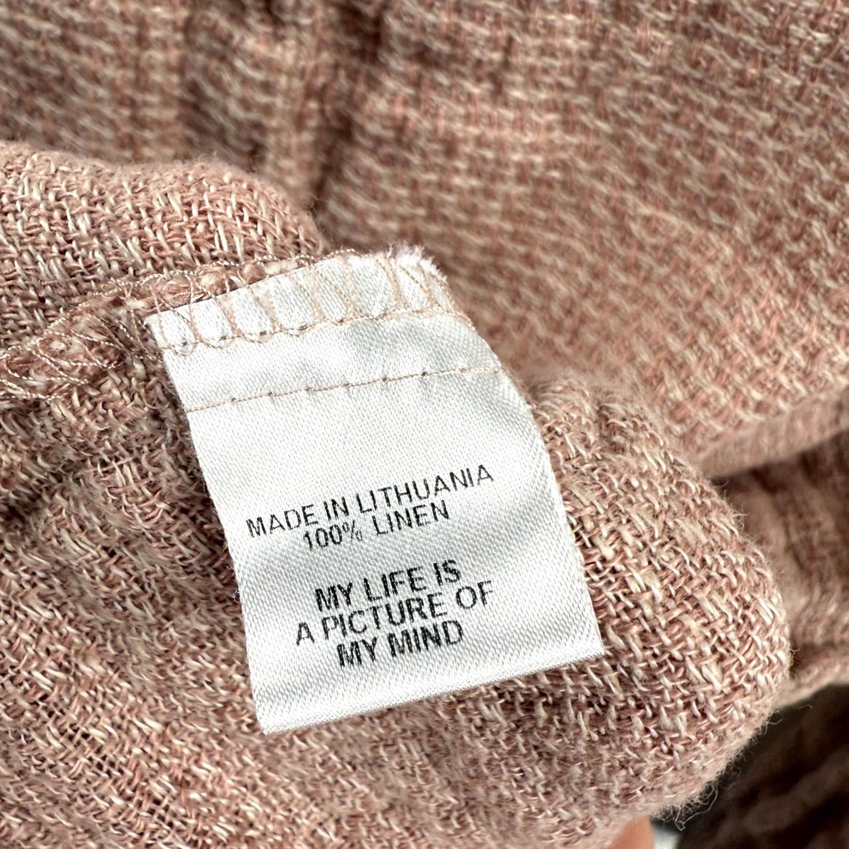 FLAX FLAX Blouse Shirt Oversize Linen Pink V-Neck Long Sleeve M Adult Womens 100% Linen Oversized Casual Bohemian 24" Pit to Pit 19" Sleeve 24" Length Size M / US 6-8 / IT 42-44 - 6 Thumbnail