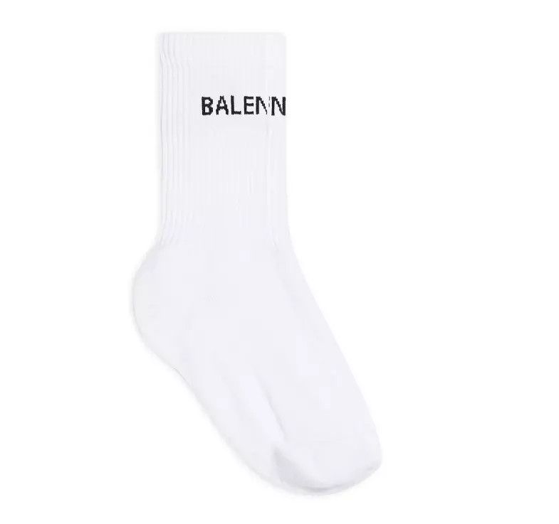 Balenciaga Logo Socks Ribbed cotton blend mid calf Size Large Sports Size ONE SIZE - 1 Thumbnail