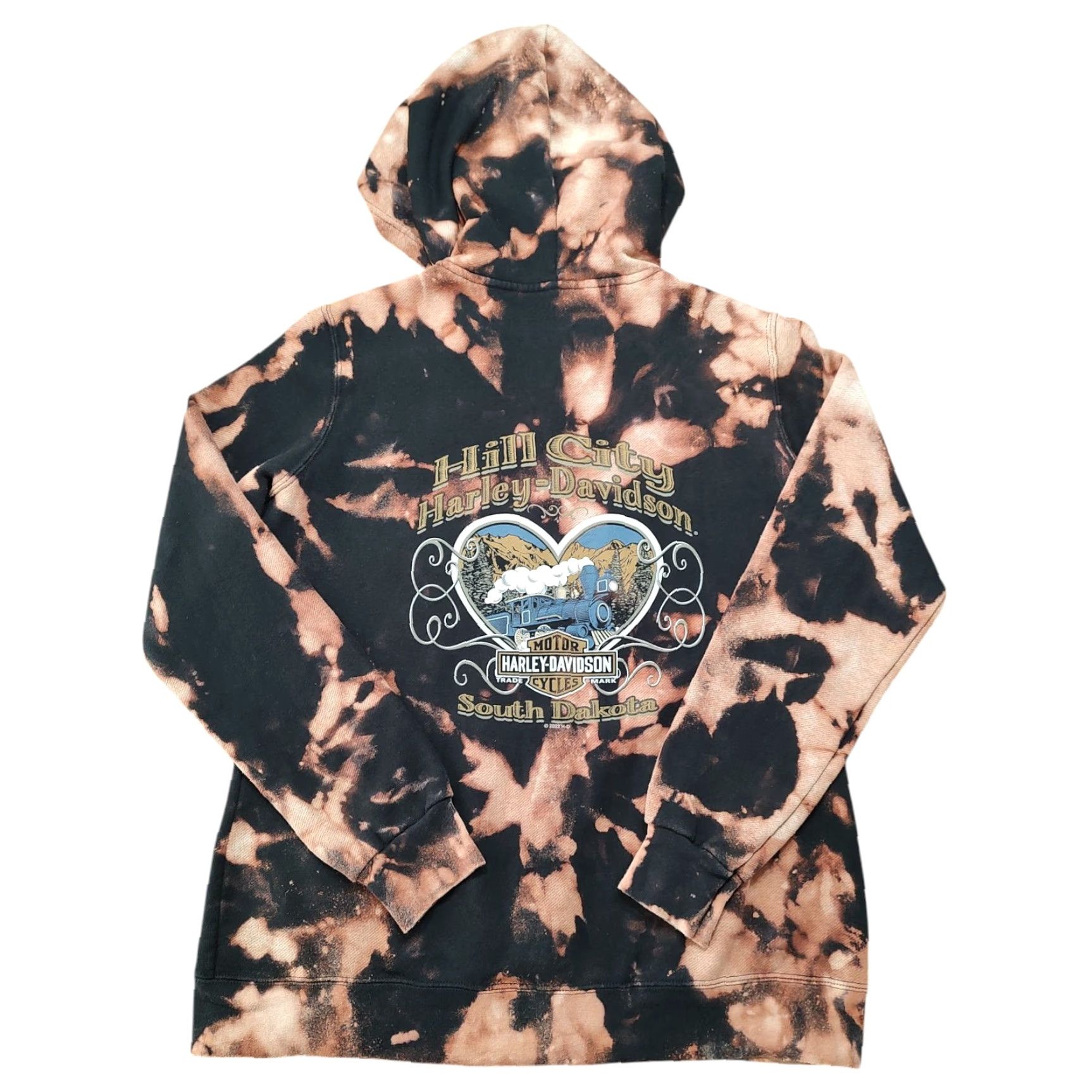 Harley Davidson Harley-Davidson Womens Tag L Hoodie Sweatshirt Full Zip Biker Tie Dye Acid Wash Black Size L Size L / US 10 / IT 46 - 2 Thumbnail