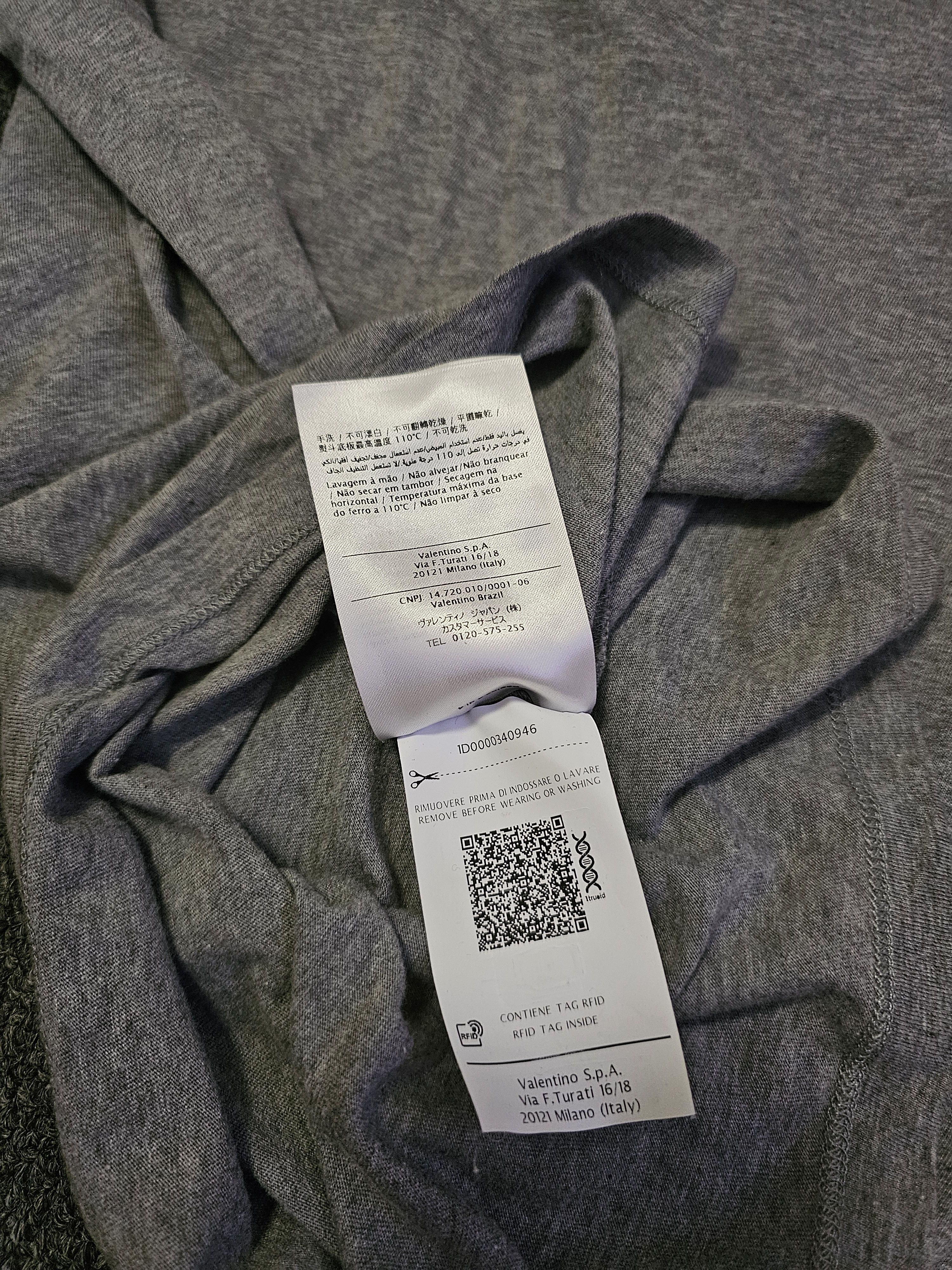 Valentino Valentino Men's Grey T-Shirt Size M Size US M / EU 48-50 / 2 - 7 Thumbnail