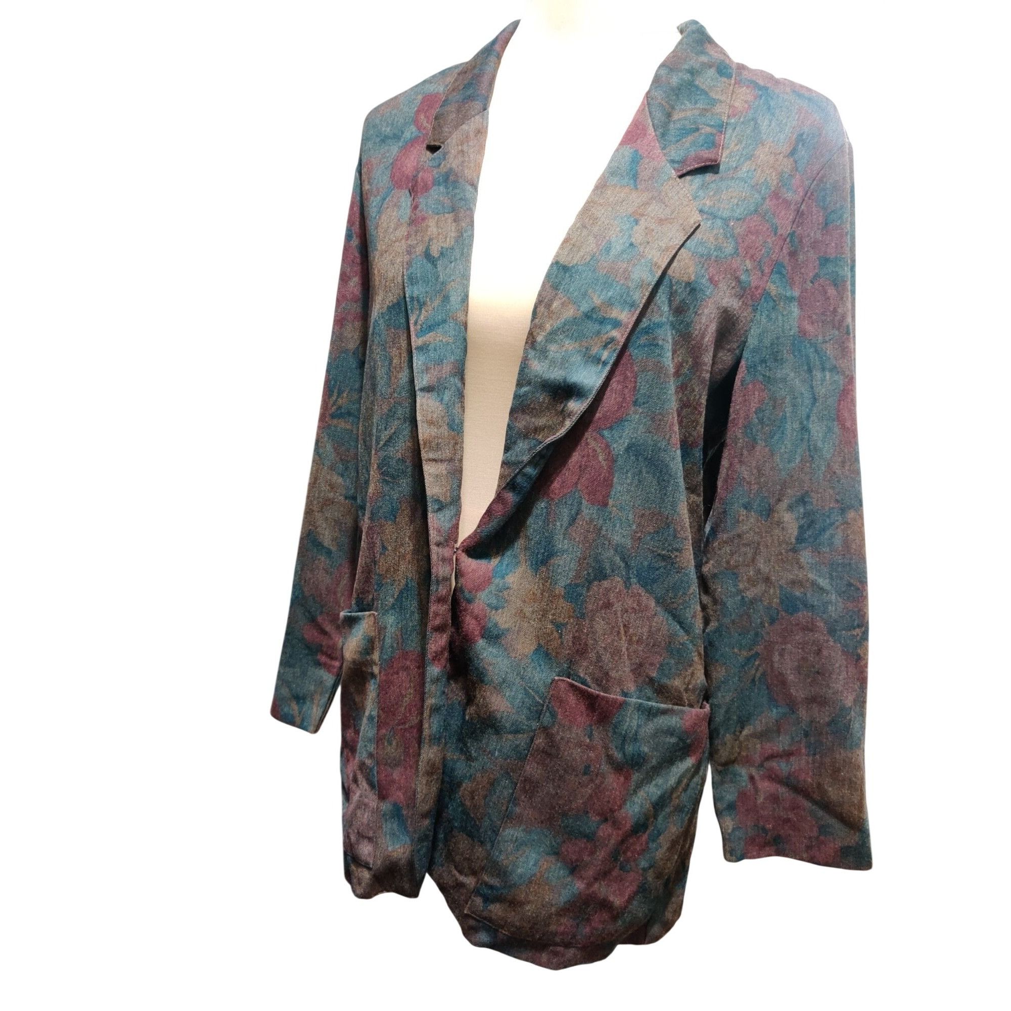 Vintage Tofy Size 8 Vintage Floral Oversized Blazer Jacket Grunge Co Size M / US 6-8 / IT 42-44 - 10 Thumbnail