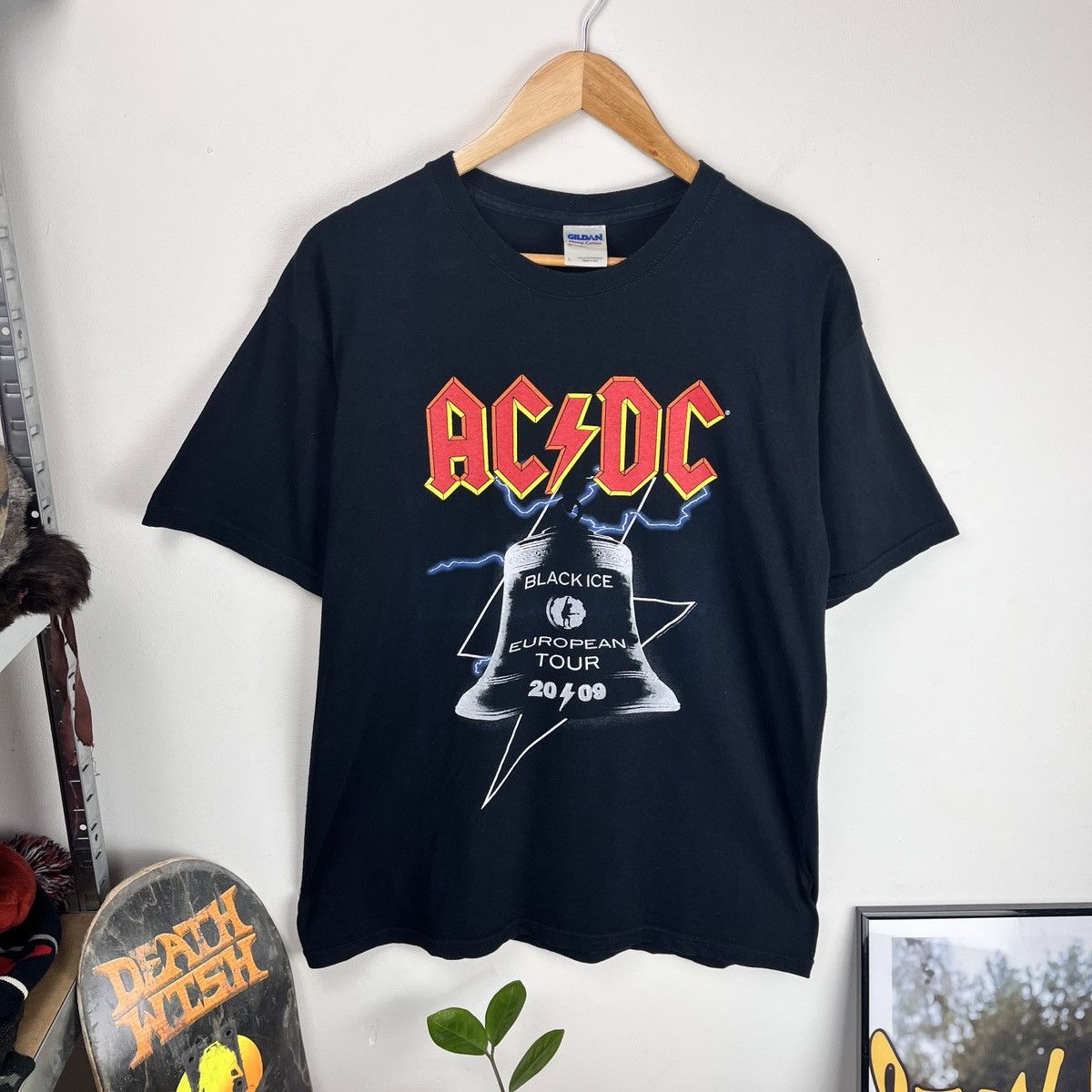 Band Tees AC/DC Black Ice 2009 Europe Tour Gildan Rock Hard Core