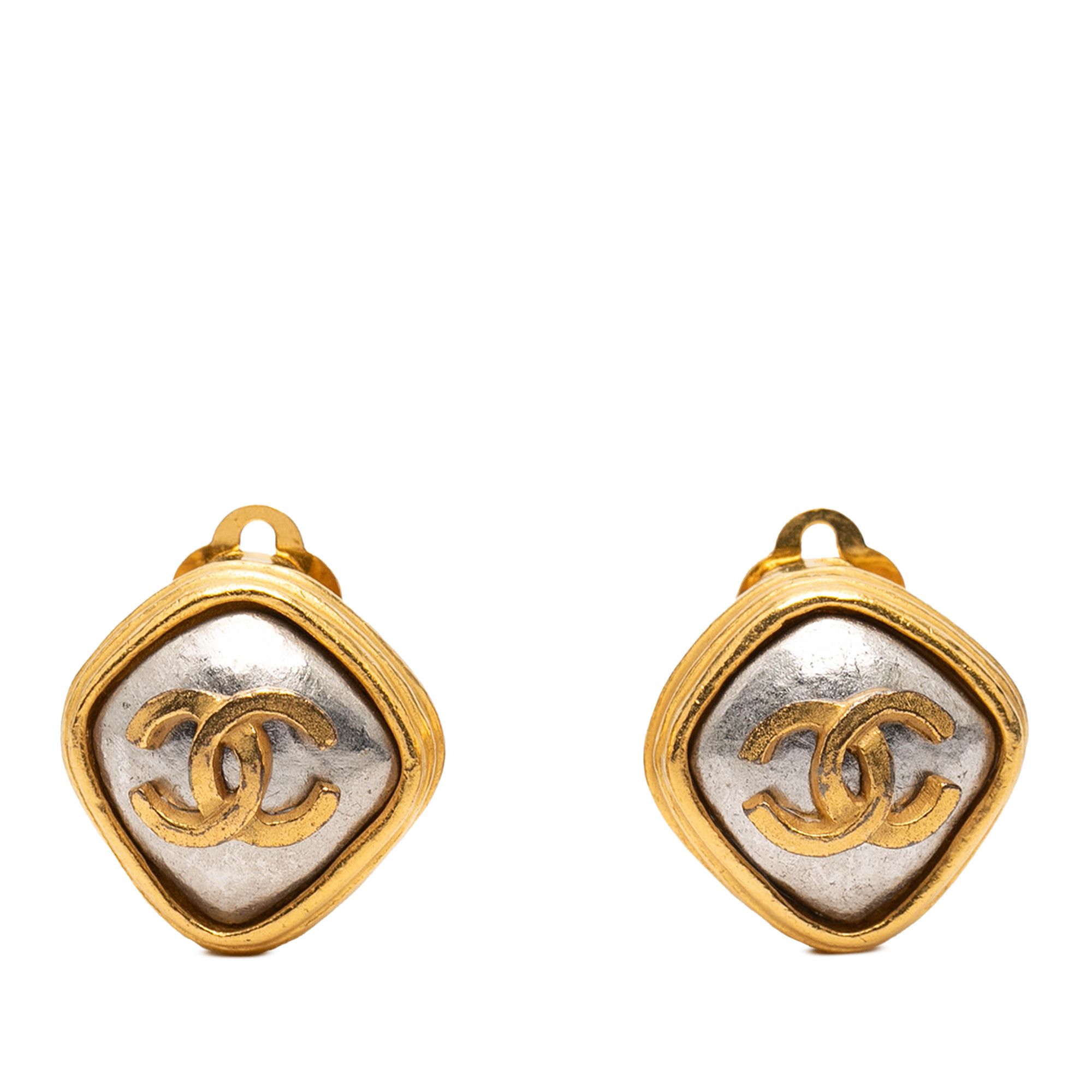 Chanel Chanel CC Gold Plated Diamond Shape Clip on Earrings Size ONE SIZE - 1 Thumbnail