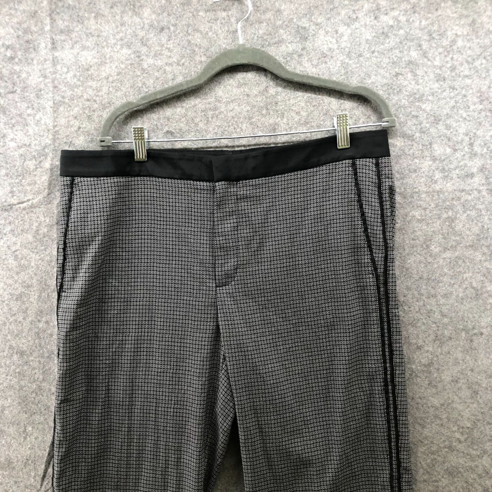 Banana Republic Banana Republic Dress Pants Womens 14 Gray Black Printed Jacquard Slim Ankle Dress Pants Size 36" / US 14 / IT 50 - 3 Thumbnail