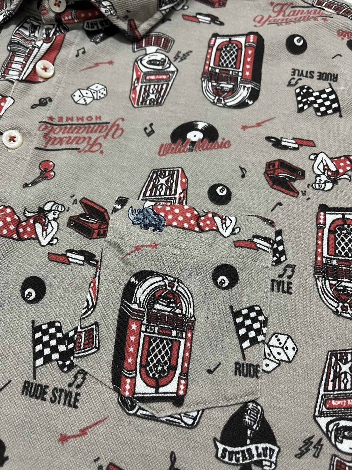 Kansai Yamamoto KANSAI YAMAMOTO HOMME Rare Design Fullprint Polo Shirt Size US XL / EU 56 / 4 - 7 Thumbnail