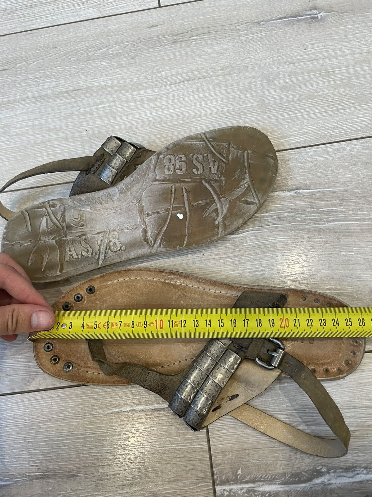 A.S.98 A.S.98 Airstep Gray Beige Silver Leather Italian Sandals Size US 9 / IT 39 - 8 Thumbnail