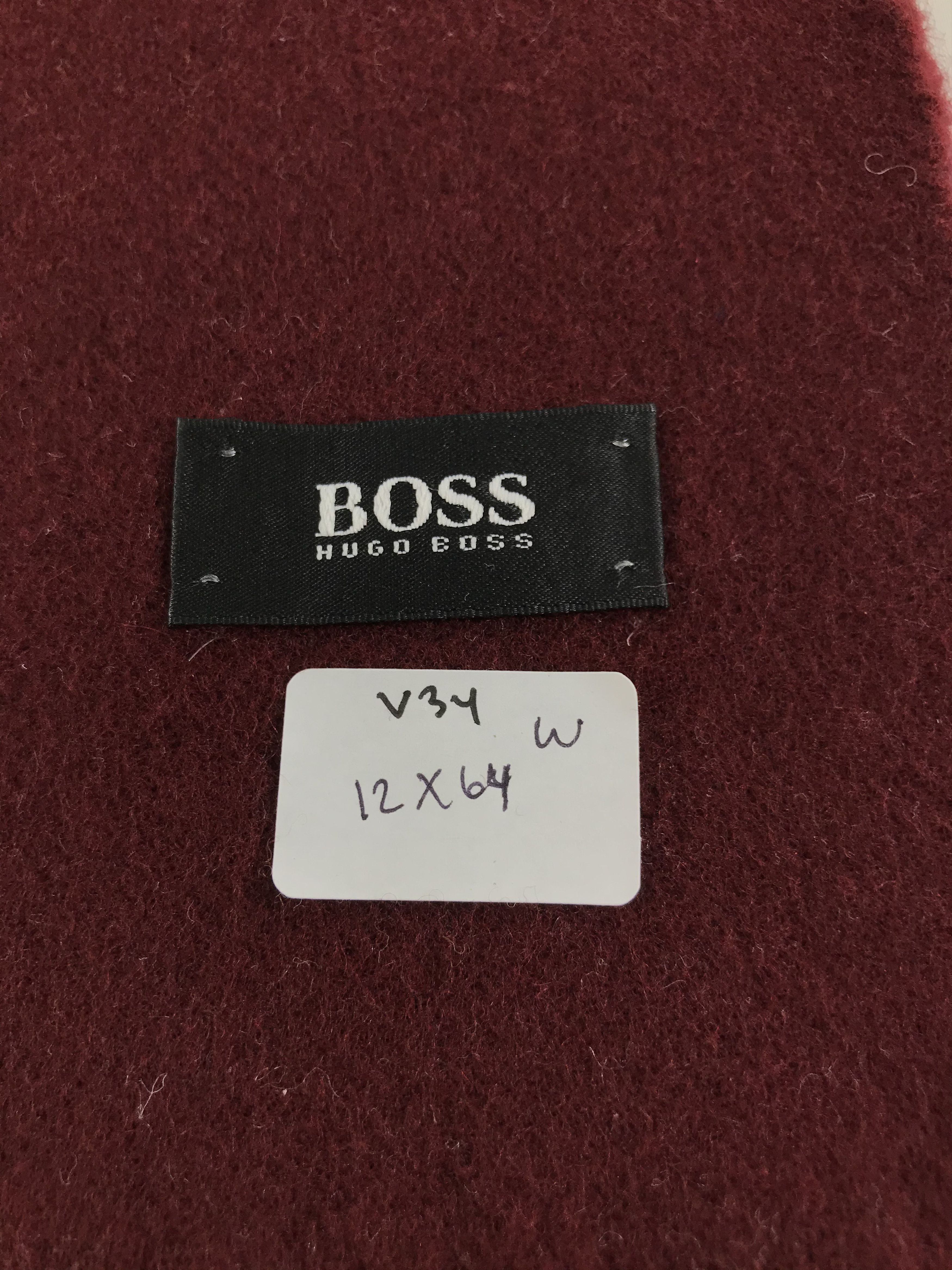 Hugo Boss Hugo Boss Burgundy Wool Scarf Muffler Neck Wrap V34 Size ONE SIZE - 5 Thumbnail
