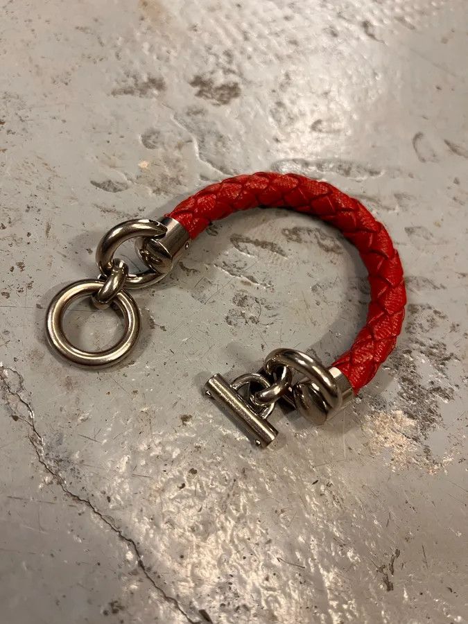 Prada 2000s Prada Red Woven Leather Bracelet Size ONE SIZE - 5 Thumbnail