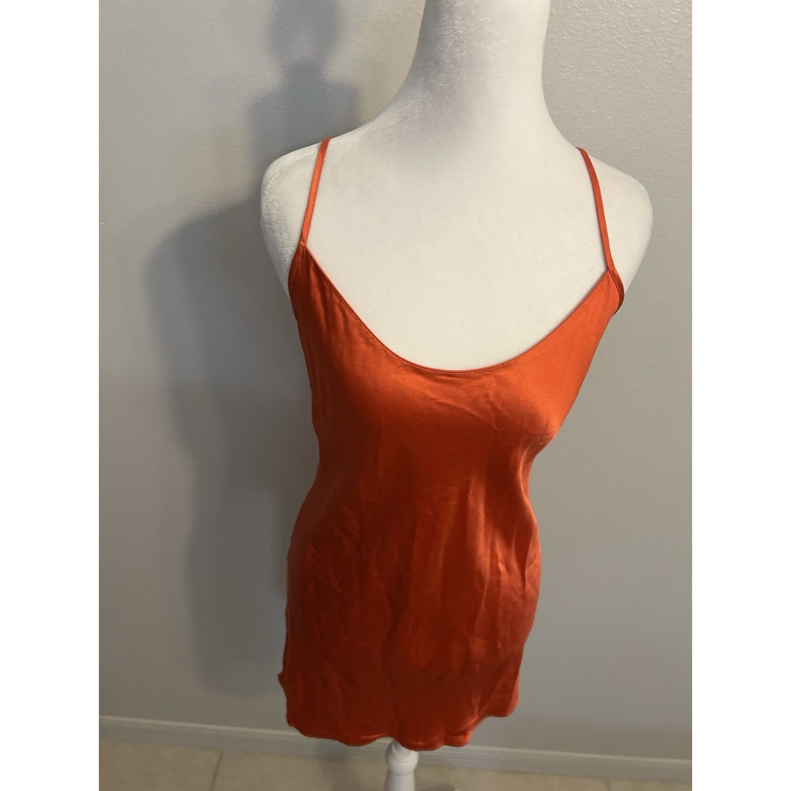 Victoria's Secret Victoria's Secret 100% Silk Slip Dress ORANGE Nightgown L Size ONE SIZE - 12 Thumbnail