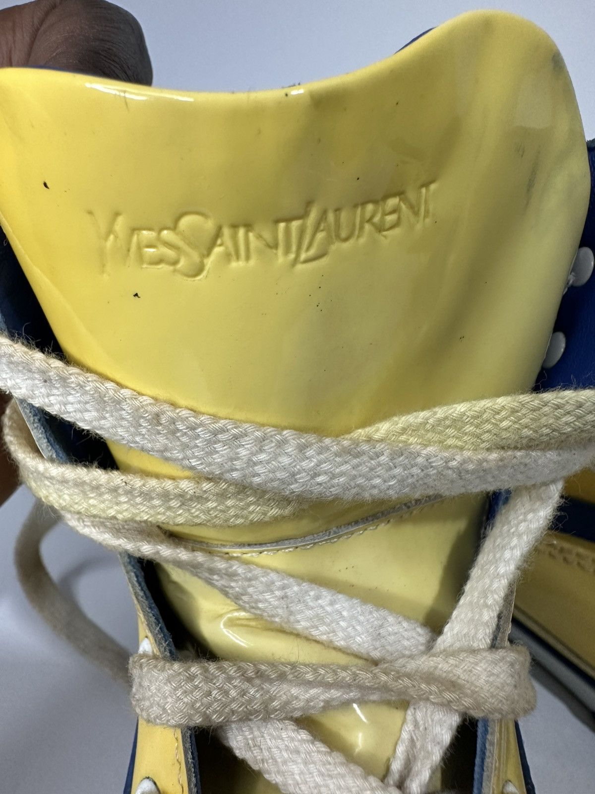 Yves Saint Laurent Vintage Yves Saint Laurent Yellow Patent Leather Y Sneakers. Size US 8 / EU 41 - 6 Thumbnail
