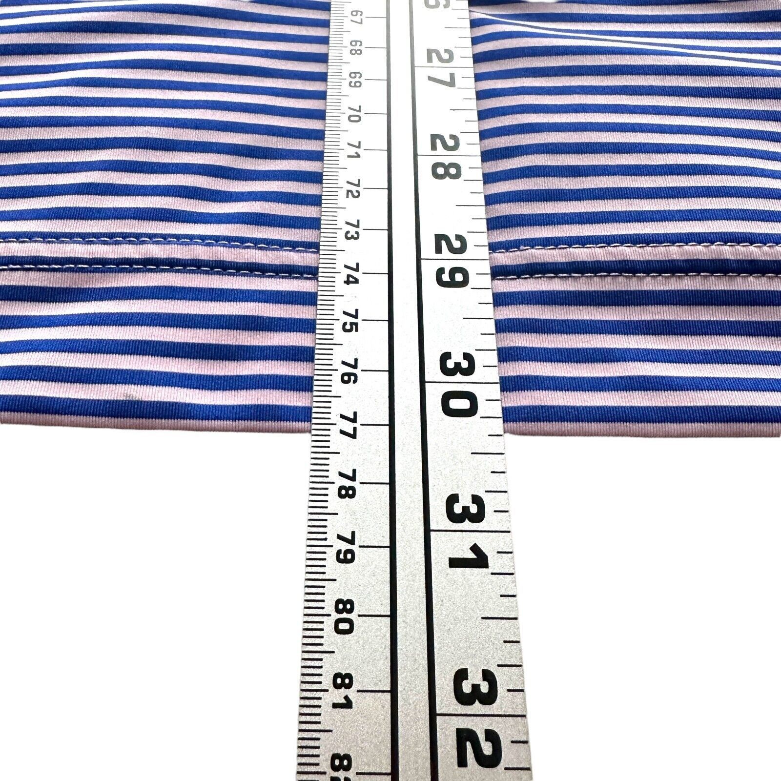 Footjoy FootJoy Polo Shirt Men's L Pink Blue Striped Polyester Golf Size US L / EU 52-54 / 3 - 9 Thumbnail