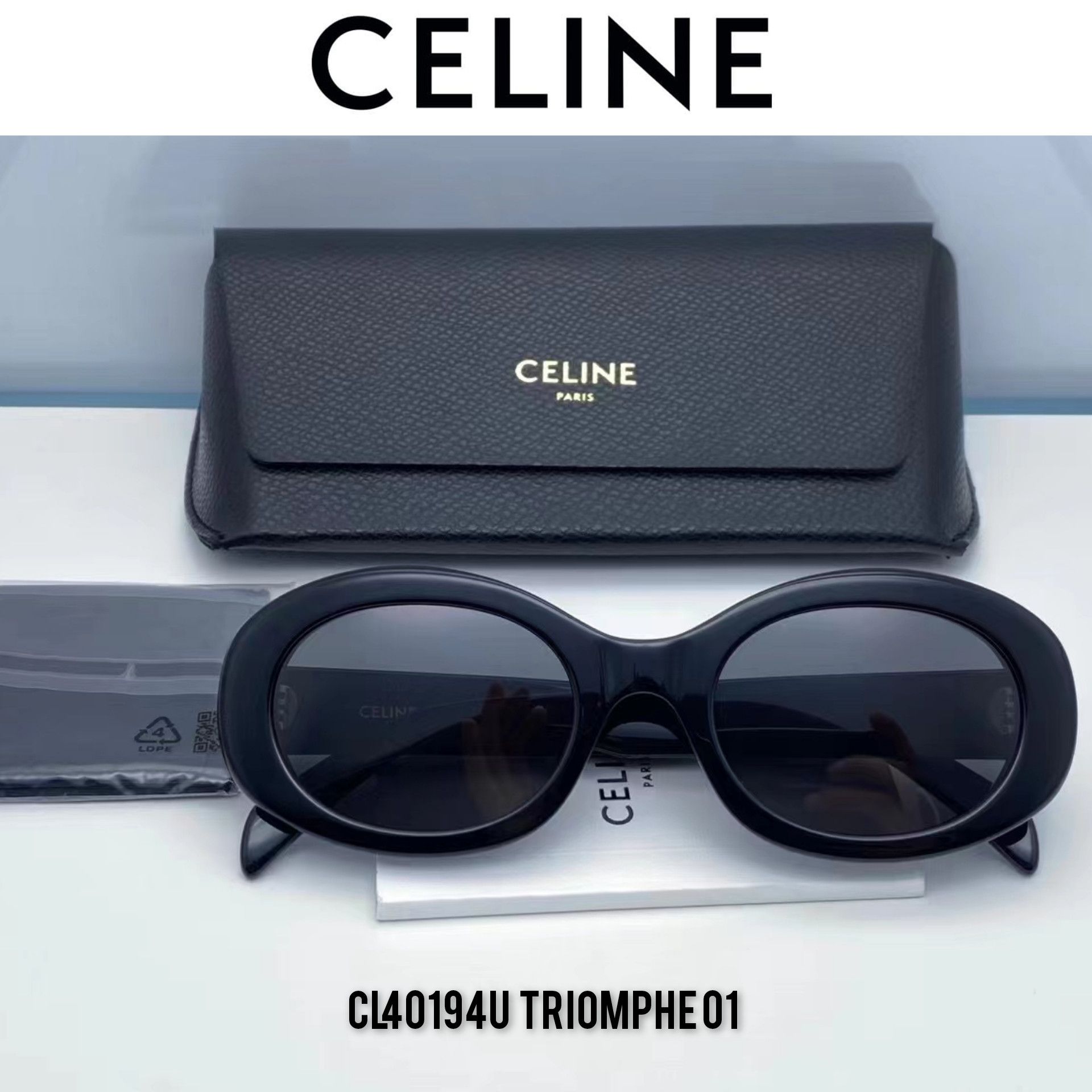 image of Celine Triomphe 01 Black Sunglasses Cl40194U, Women's