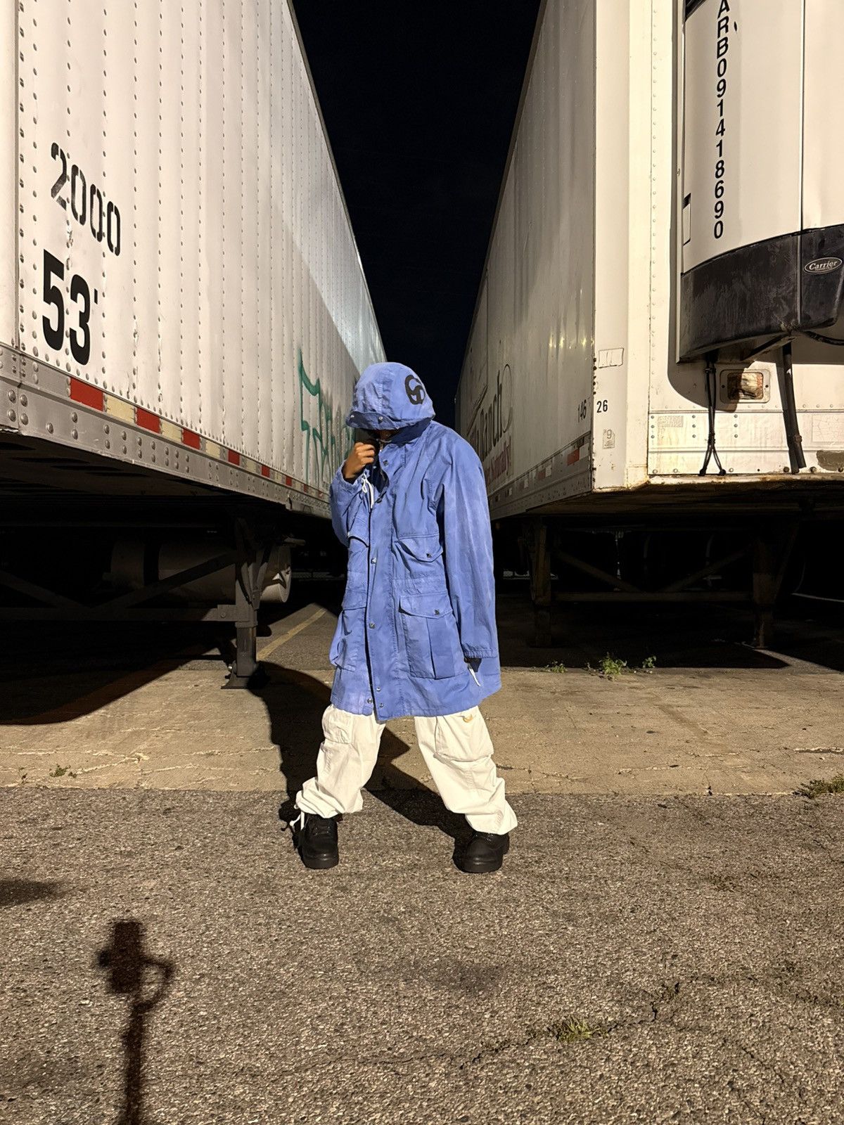 Acne Studios Acne Studios Hooded Parka in Washed Sky Blue Size US L / EU 52-54 / 3 - 8 Thumbnail