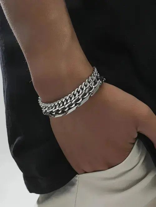 Other Retro Punk Stainless Steel Bracelet 3pc Vintage Size ONE SIZE - 1 Thumbnail