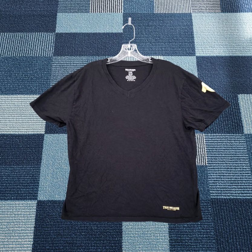 True Religion True Religion Shirt Womens Large L Black Logo V Neck Pullover Short Sleeve Tee T Size L / US 10 / IT 46 - 1 Thumbnail