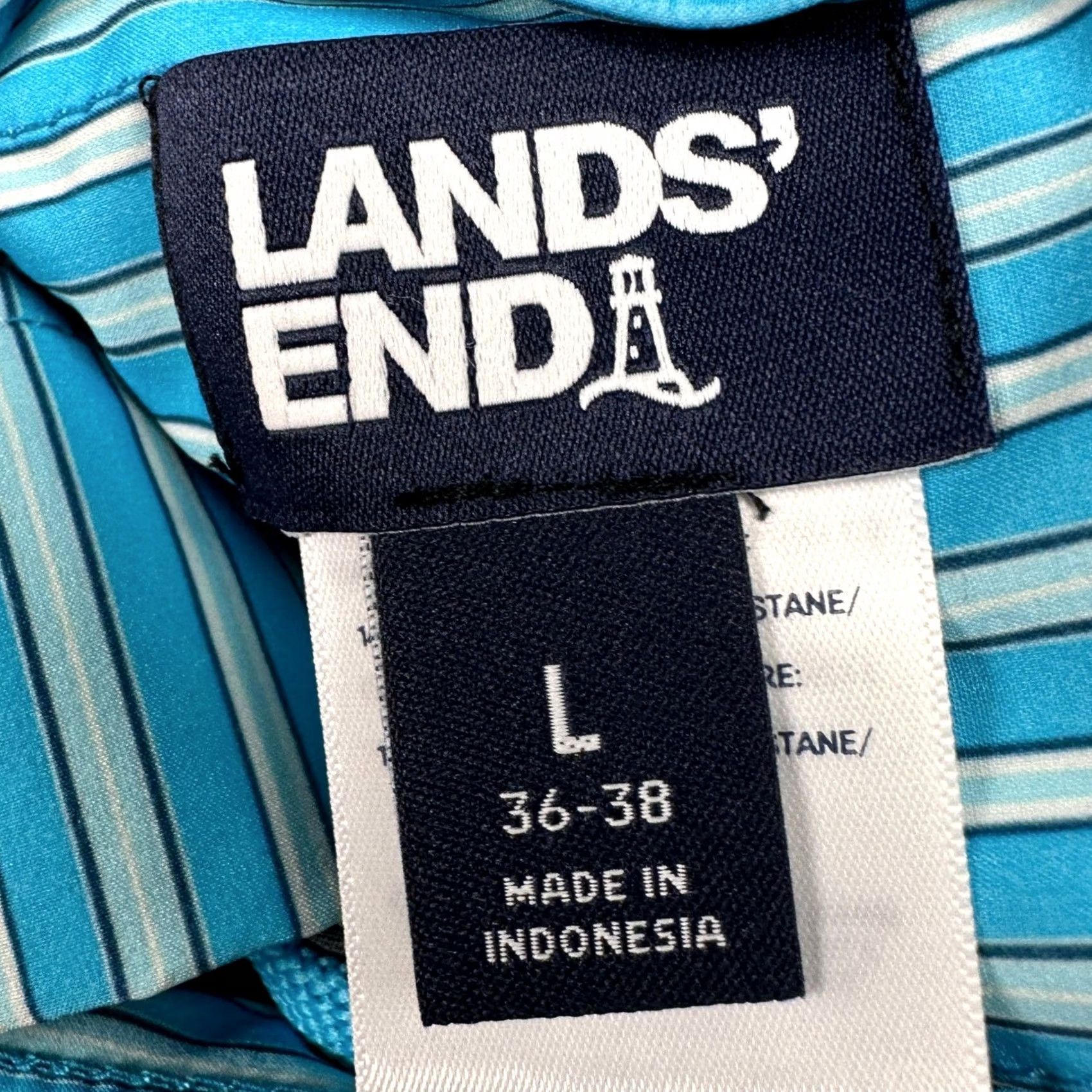 Lands' End Lands' End Mens Sunset Swim Trunks Large Blue White Stripe Lined Board Shorts NEW Mens Large Board Shorts Blue White Stripe Beach Surfing Size US 33 - 4 Thumbnail