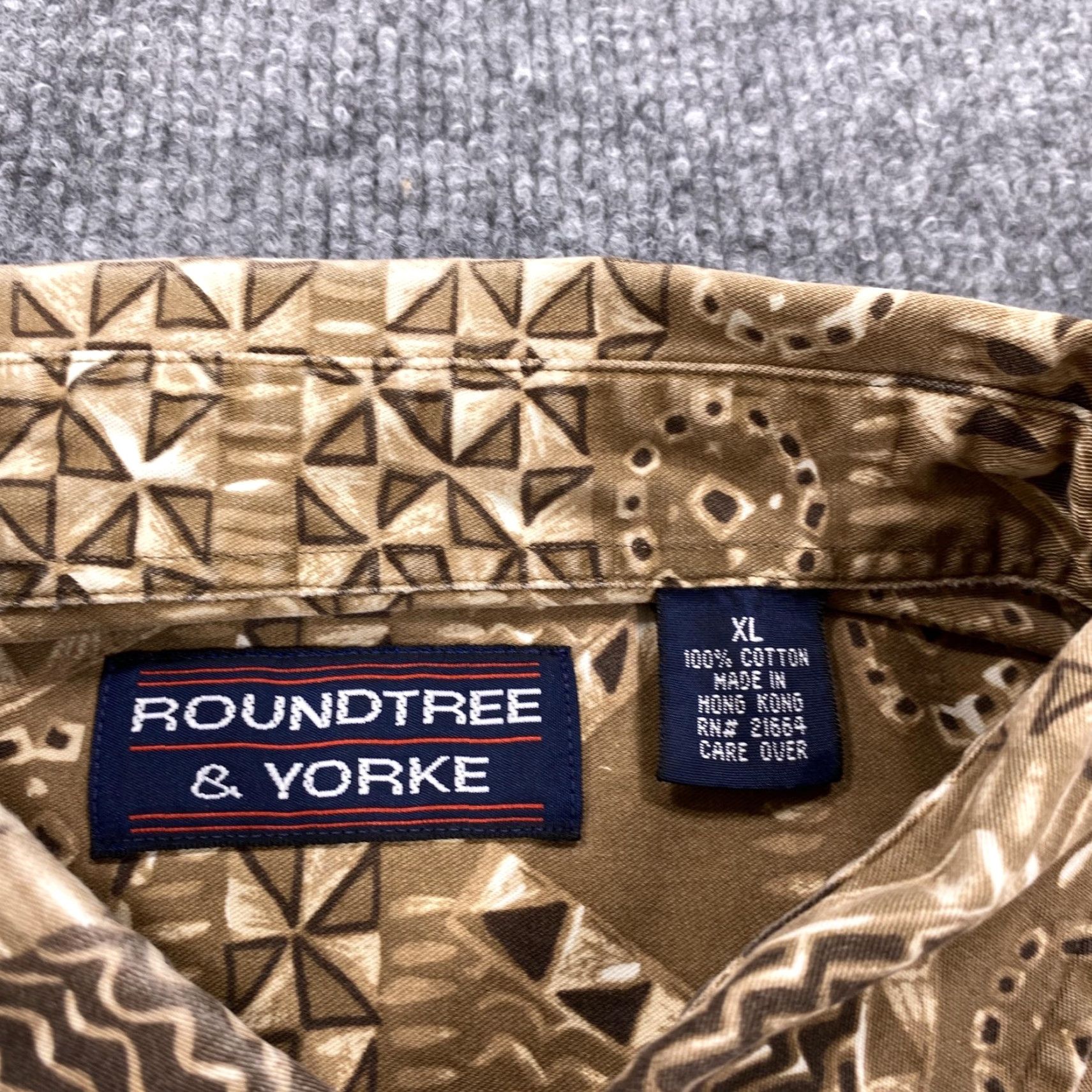 Roundtree & Yorke Roundtree & Yorke Shirt Mens XL Brown Geometric Short Sleeve Button Up Aztec Size US XL / EU 56 / 4 - 3 Thumbnail