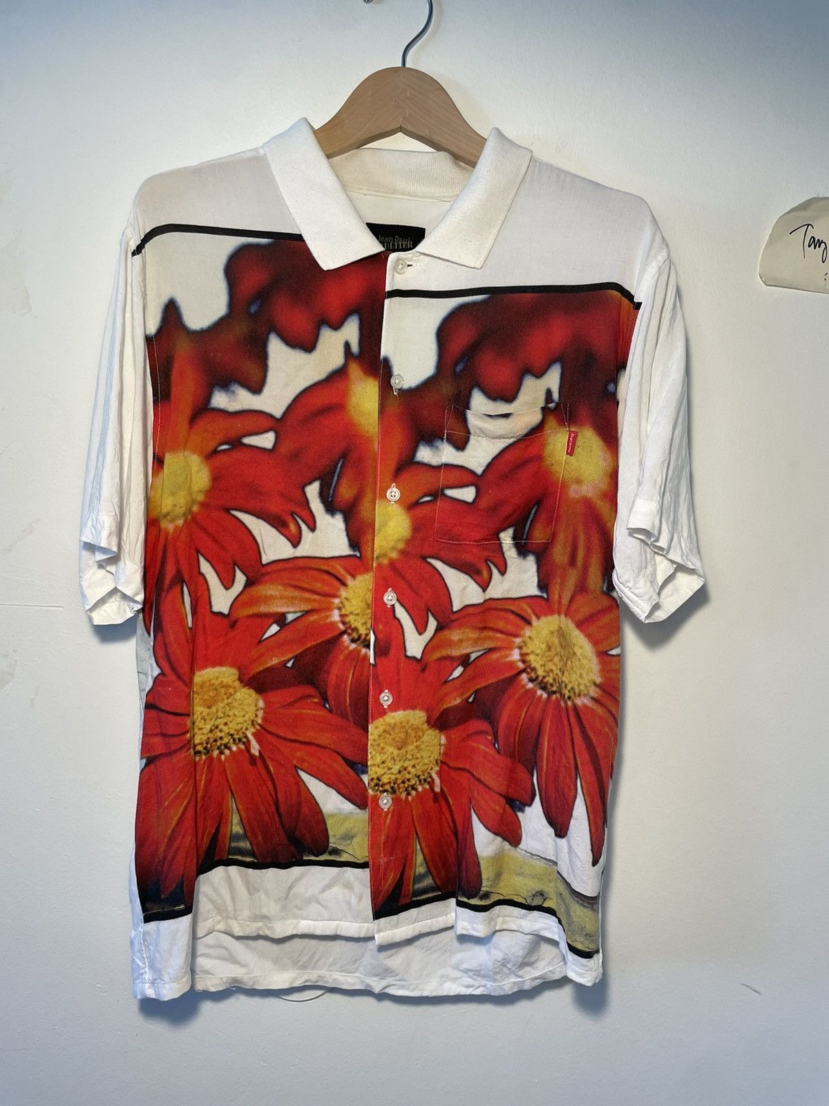 image of Jean Paul Gaultier Rayon Short Sleeve Button Down in White, Men's (Size Medium)