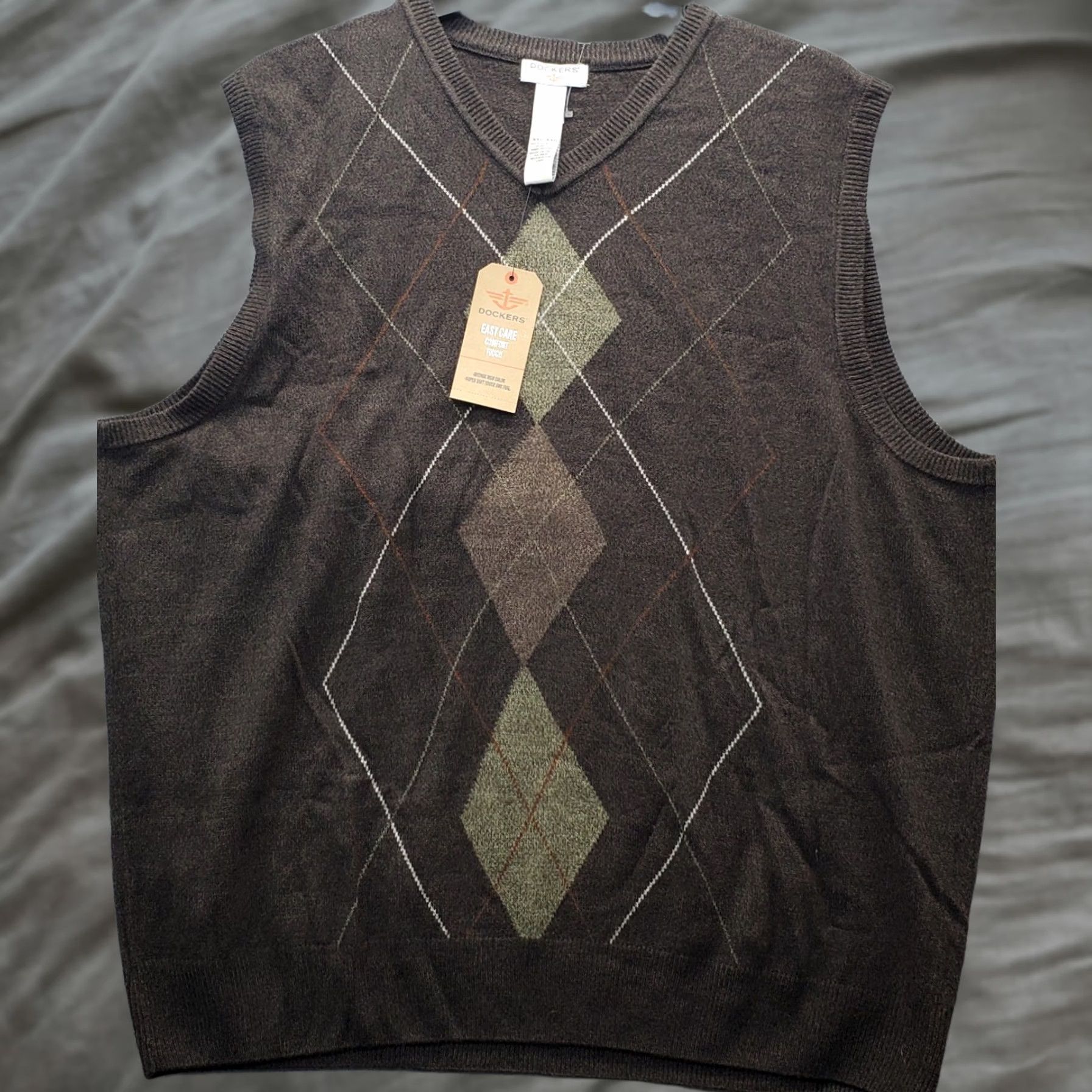 Dockers DOCKERS Mens Sweater 2XL Multicolor Argyle Diamond V-Neck Sleeveless Pullover Knit Shirt Size US XXL / EU 58 / 5 - 1 Thumbnail