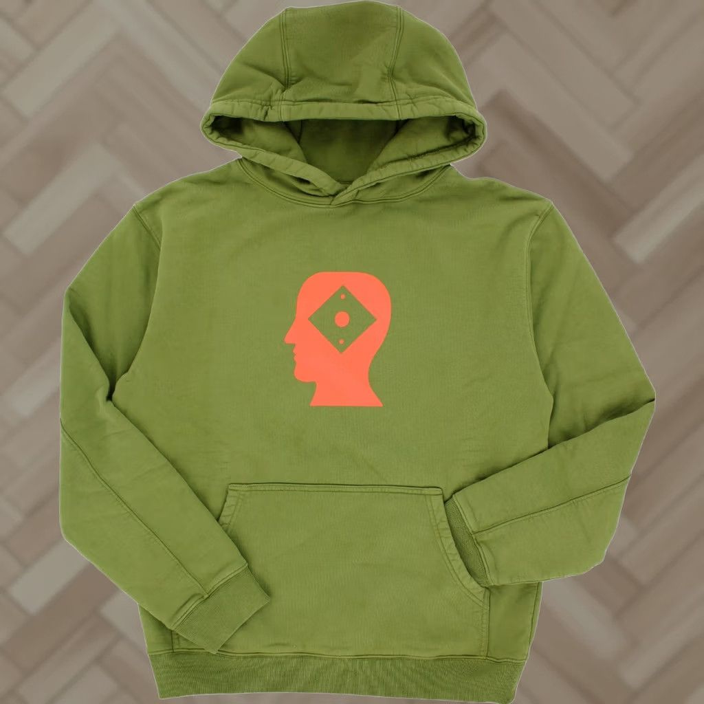Brain Dead Brain Dead x Ralpha Hooded Sweatshirt, Olive S, Hooded, Pockets, Graphic Print, Heavyweight, Fleece, Cotton, Pullover Hoodie, Men's Size US S / EU 44-46 / 1 - 1 Thumbnail