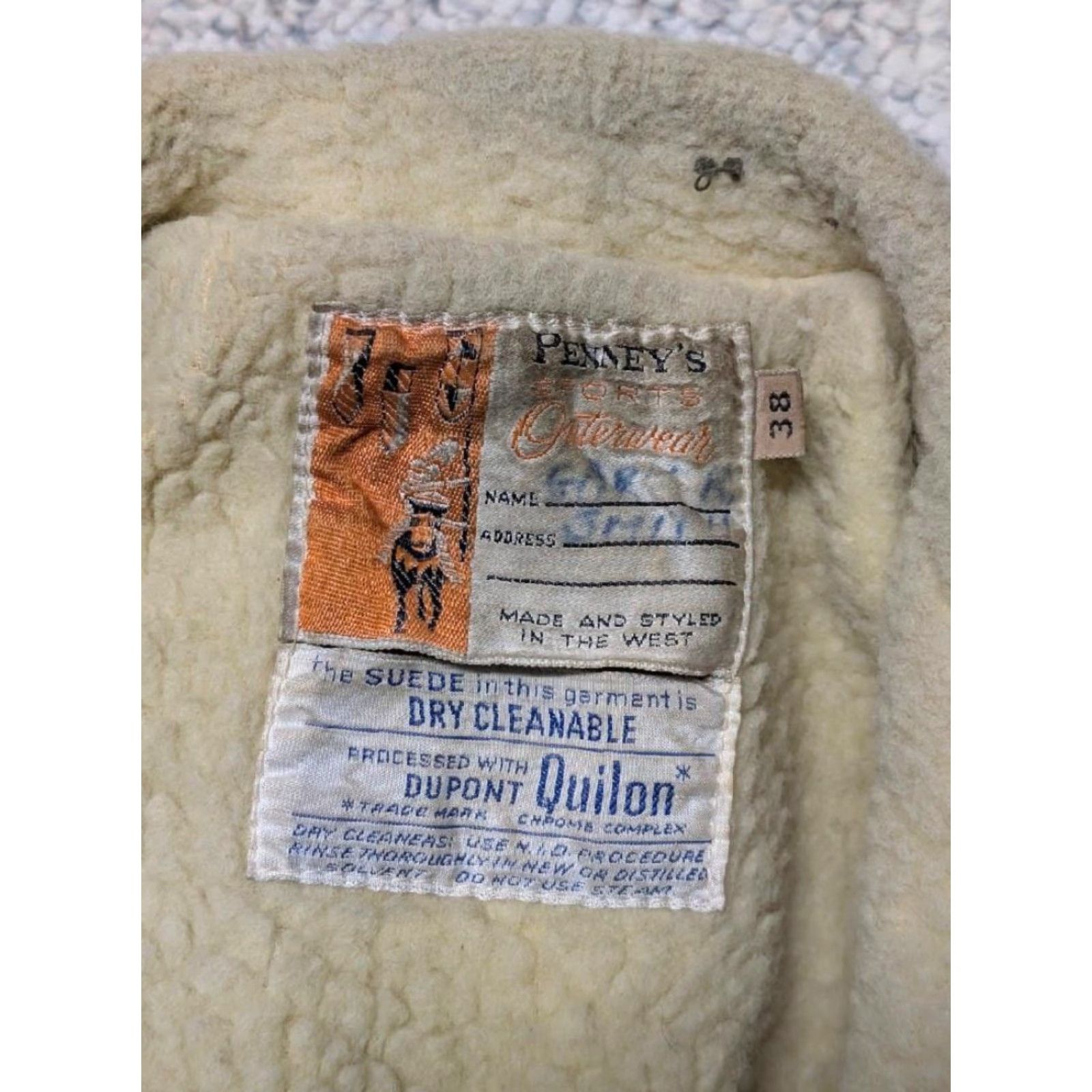 Vintage VINTAGE Penney's suede leather M coat Rancher sherpa WESTERN cowhide Men Adult Brown 1950-60s Size US M / EU 48-50 / 2 - 6 Thumbnail