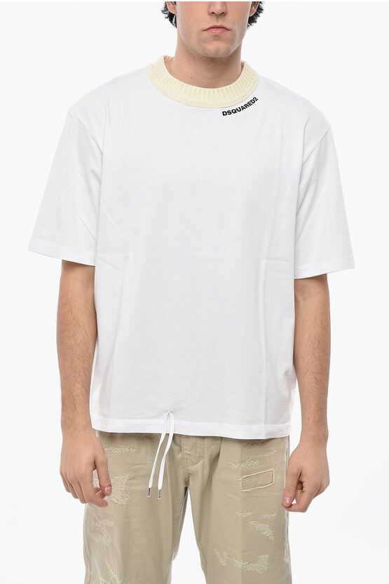 Cotton LOOSE FIT Crew-neck T-shirt with Rib Edge