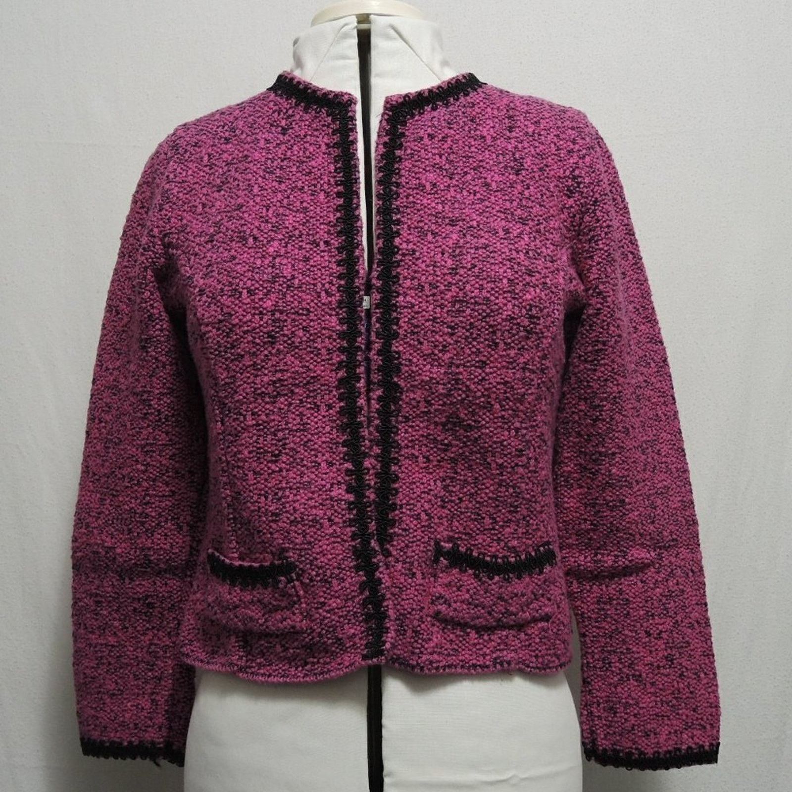 St. John Willow Fuchsia Pink & Black Knit Blazer Size Small Size S / US 4 / IT 40 - 9 Thumbnail