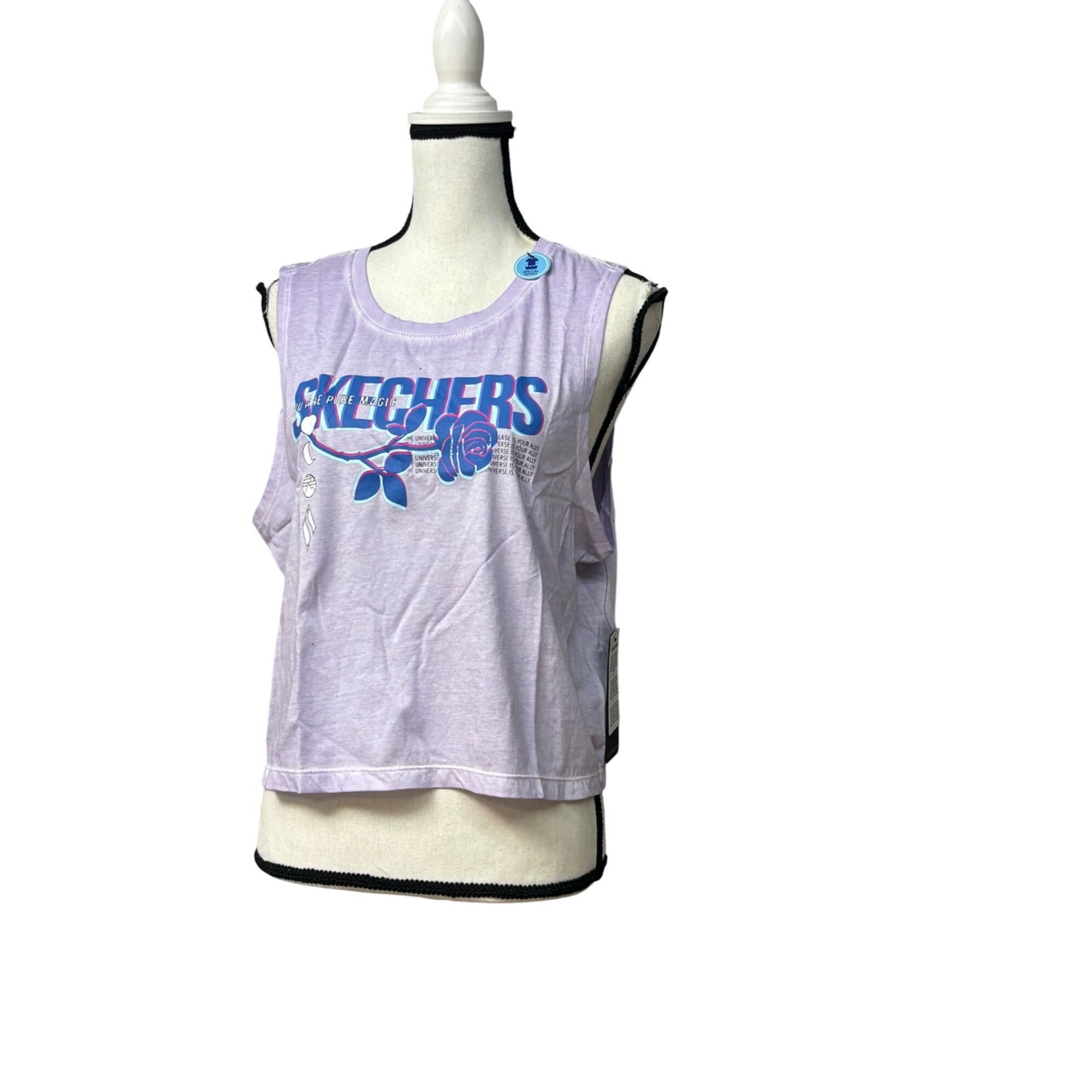 SKECHERS Skechers Apparel 3D Logo Crop Cotton Tank Top, Lavender, L Size L / US 10 / IT 46 - 12 Thumbnail