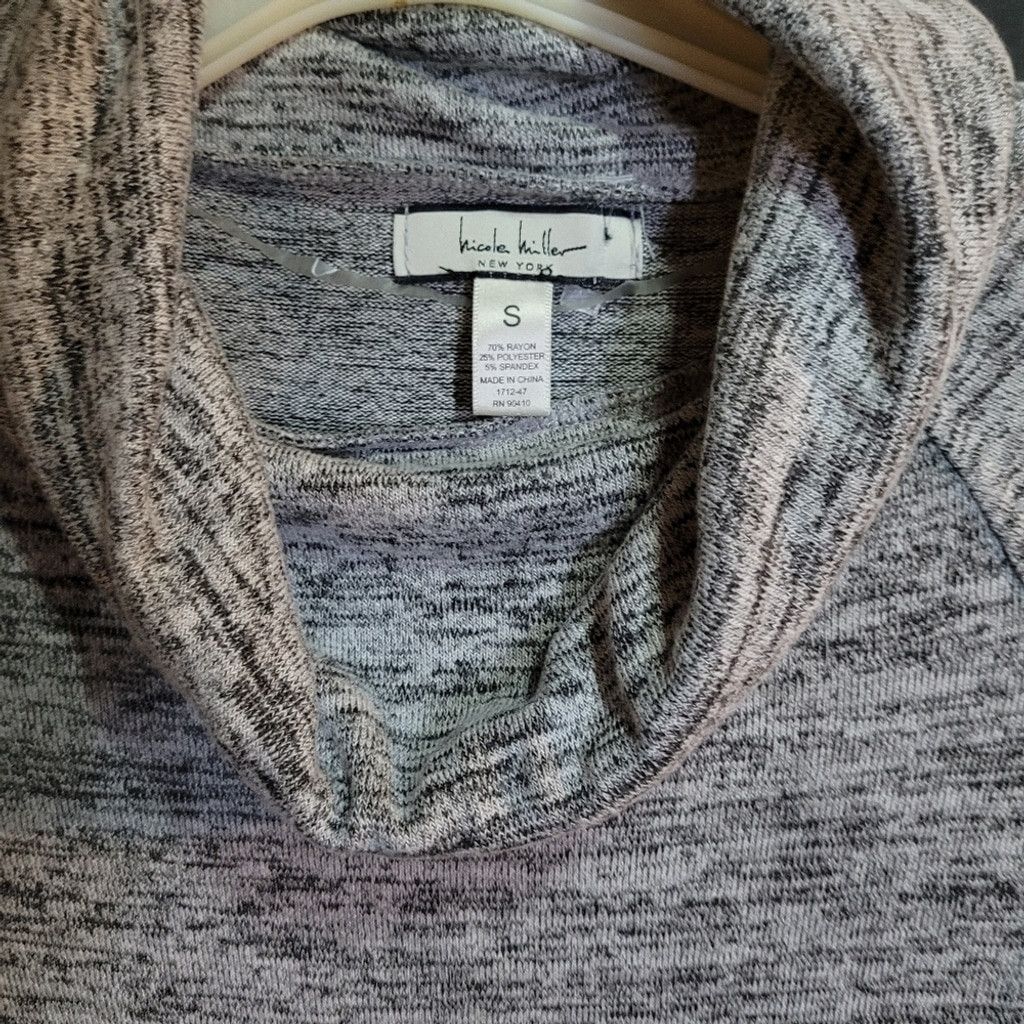 Nicole Miller Nicole Miller, cowlneck knit top, marled gray, nwot S Size S / US 4 / IT 40 - 3 Thumbnail