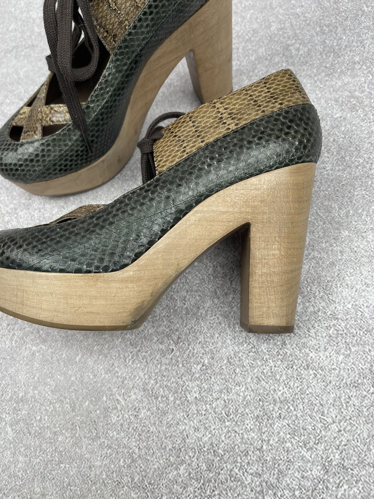 Marni Marni Brown Taupe Snakeskin Wooden Platform Size 37 Size US 7 / IT 37 - 11 Thumbnail