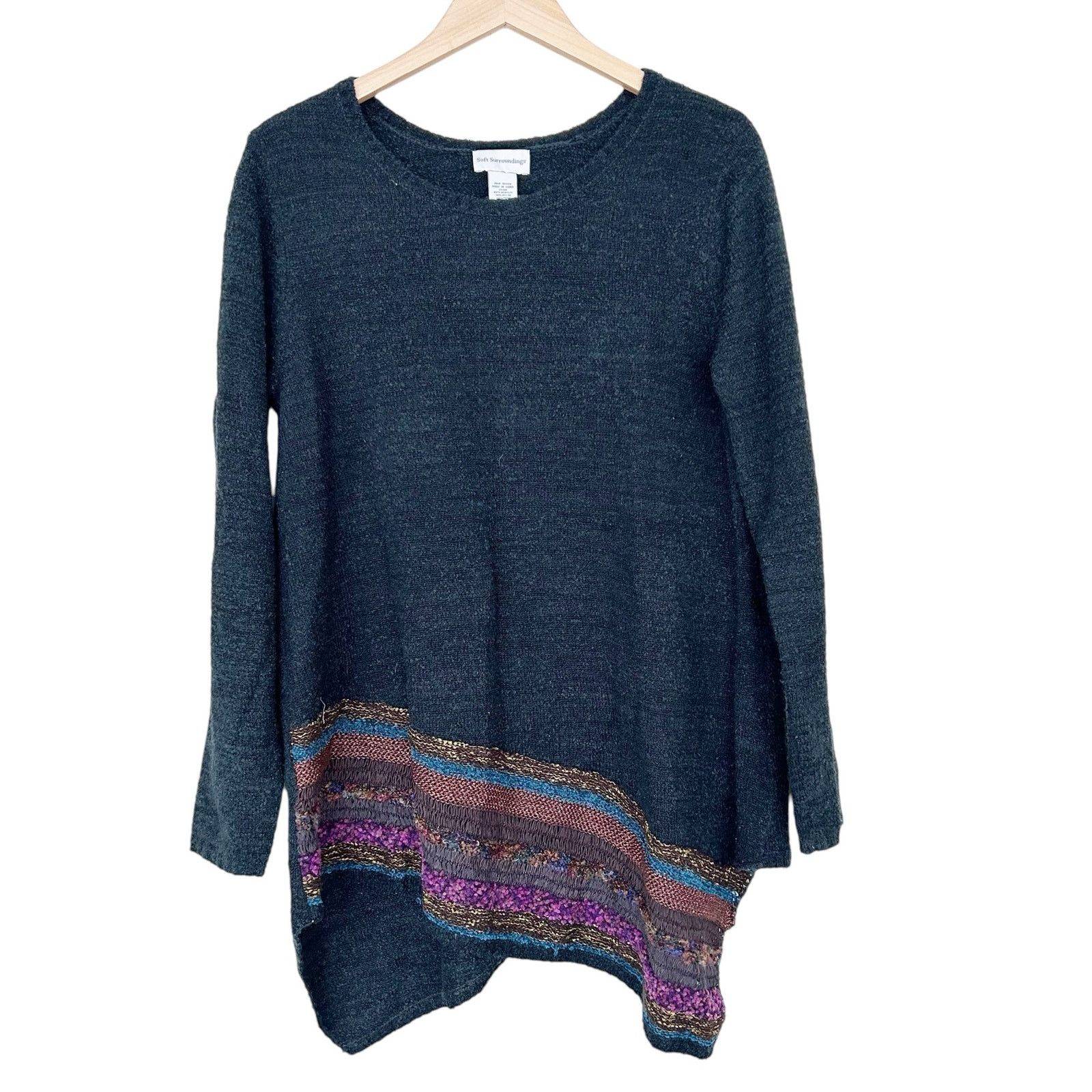 Other Soft Surroundings Gray Raku Wool Blend Tunic Sweater Sz L Size L / US 10 / IT 46 - 1 Thumbnail