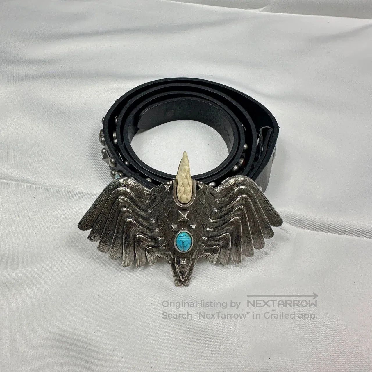 Vintage handmade eagle belt with turquoise accents. Size ONE SIZE - 1 Thumbnail