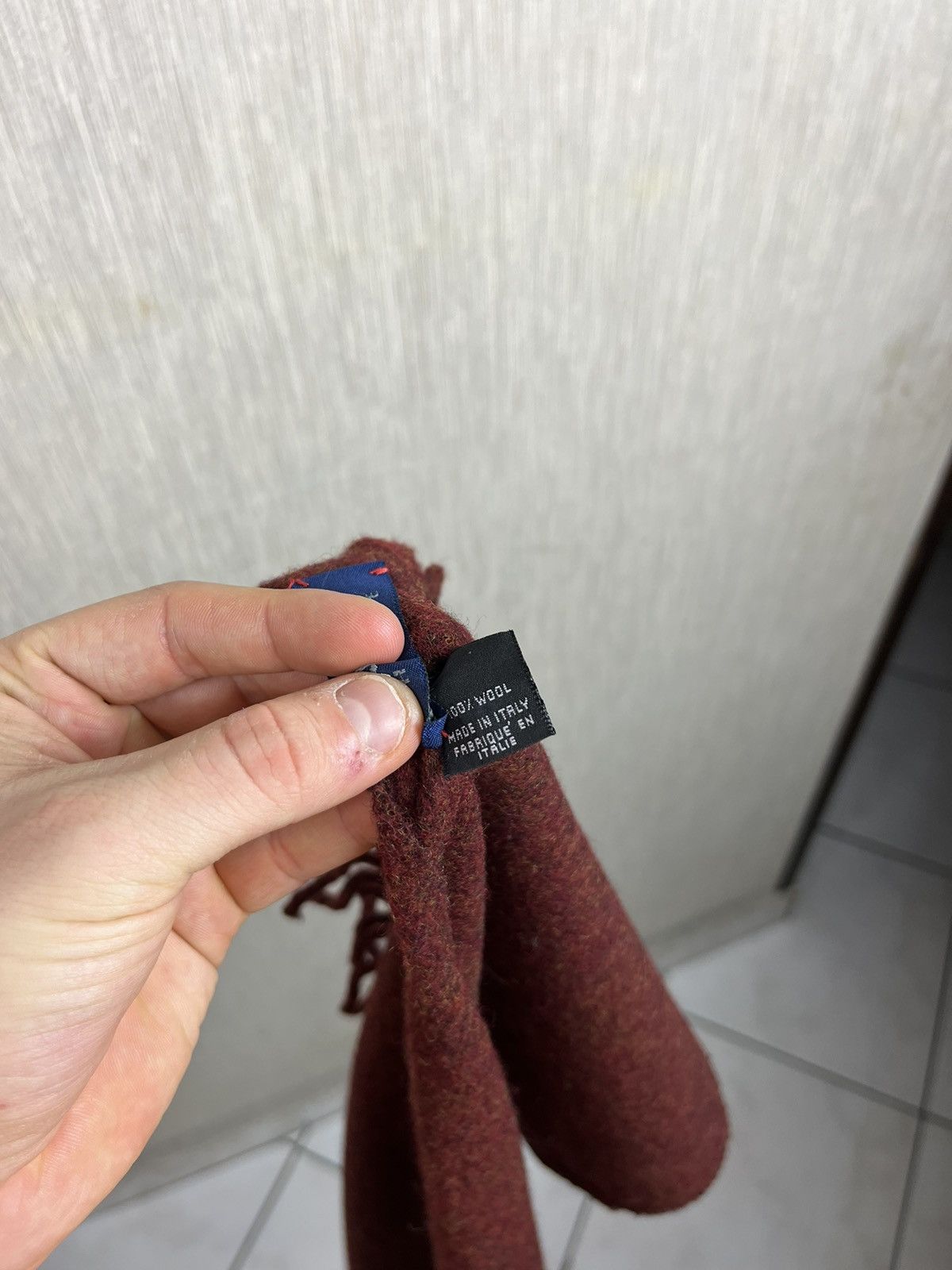 Kenzo × Vintage Vintage Kenzo homme archive Italy heather claret wool scarf Size ONE SIZE - 11 Thumbnail