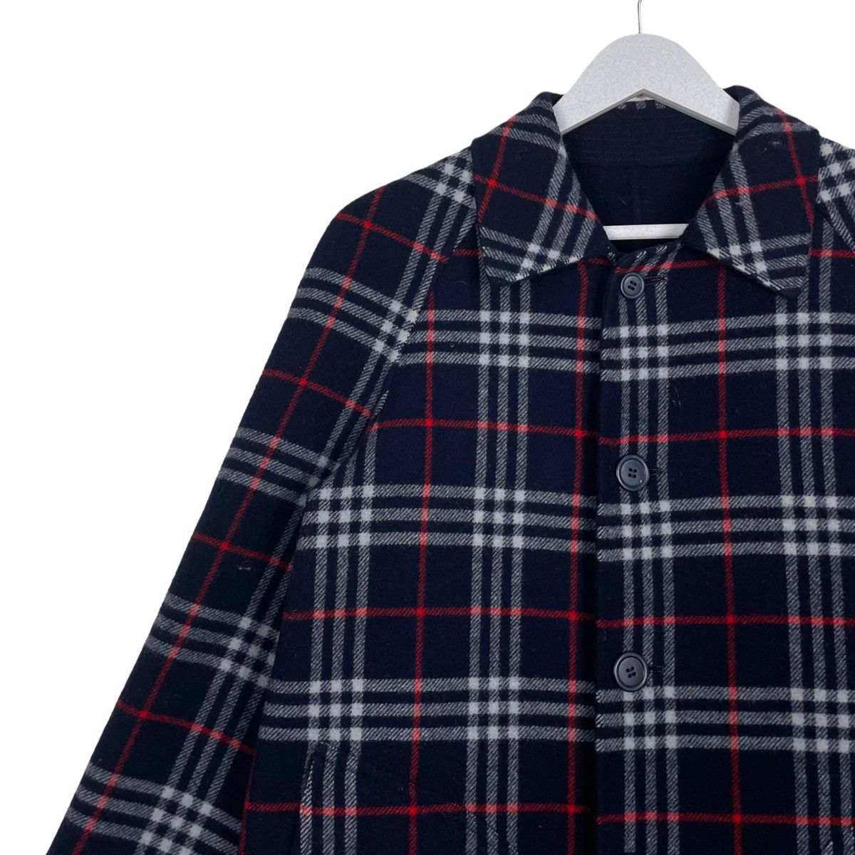 Burberry Prorsum × Vintage 💥VTG BURBERRYS NAVY BLUE CHECK REVERSIBLE BUTTON PARKA Size US M / EU 48-50 / 2 - 7 Thumbnail