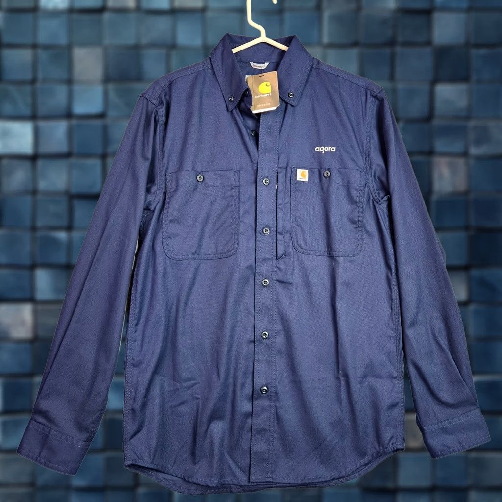 Carhartt Carhartt Button-Up Shirt Navy Blue Cotton Long Sleeve Relaxed Size S Mens Size US S / EU 44-46 / 1 - 1 Thumbnail