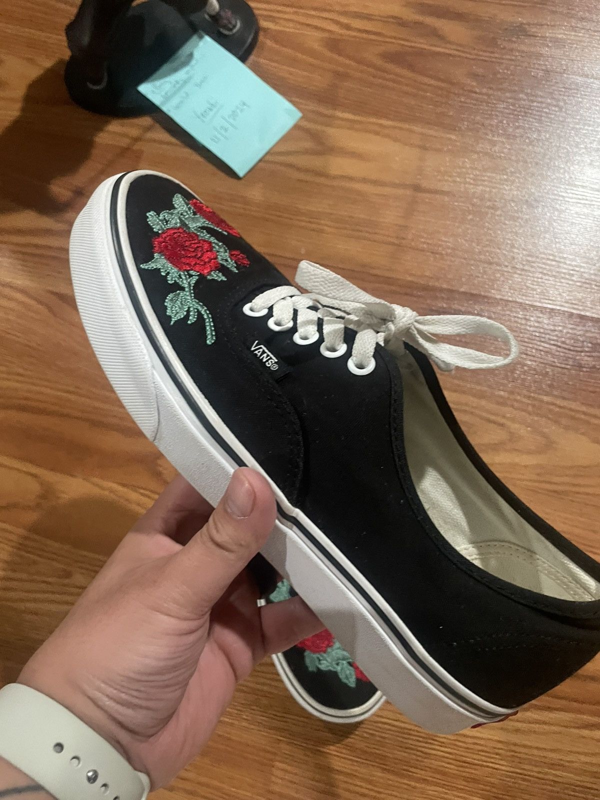 Vans Vans Authentic ‘Red Rose Thorns’ Embroidered - Size 8.5 Mens Size US 8.5 / EU 41-42 - 3 Thumbnail
