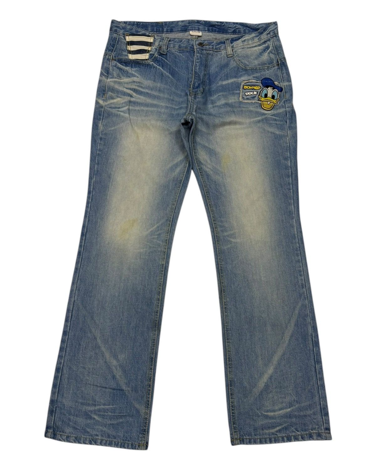 Disney 🔥LOLITA X DONALD DUCK DISNEY BOOTCUT JEANS Size US 35 - 1 Thumbnail