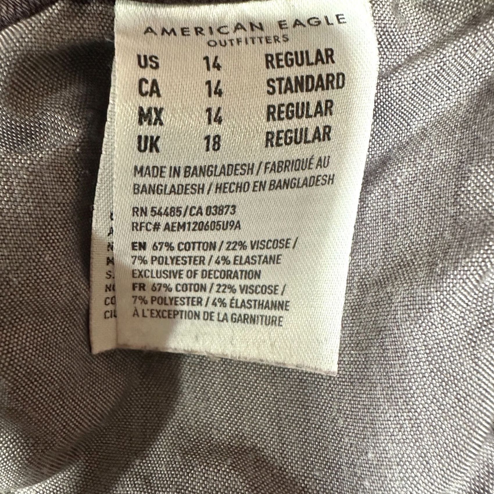 American Eagle Outfitters American Eagle Outfitters Womens High Rise Jegging Purple Cotton Blend Stretch Denim Jeans 14 Regular Womens Size 36" / US 14 / IT 50 - 6 Thumbnail