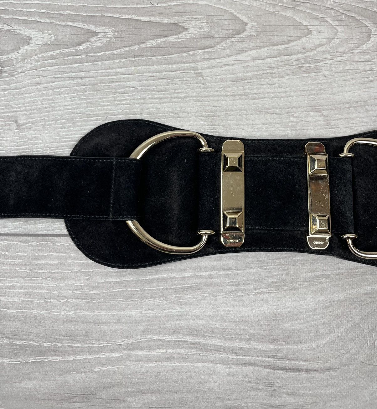 Gucci Gucci Tom Ford Black Suede Big Buckle Waist Belt Size ONE SIZE - 12 Thumbnail