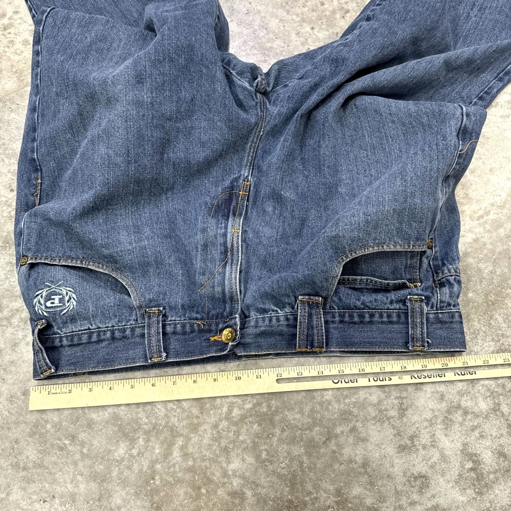 Denime VINTAGE Phat Classics Jeans Mens 44x34 Blue Denim Straight Leg Baggy Hip Hop Embroidered P Logo Front Pocket Womens Size US 44 / EU 60 - 6 Thumbnail