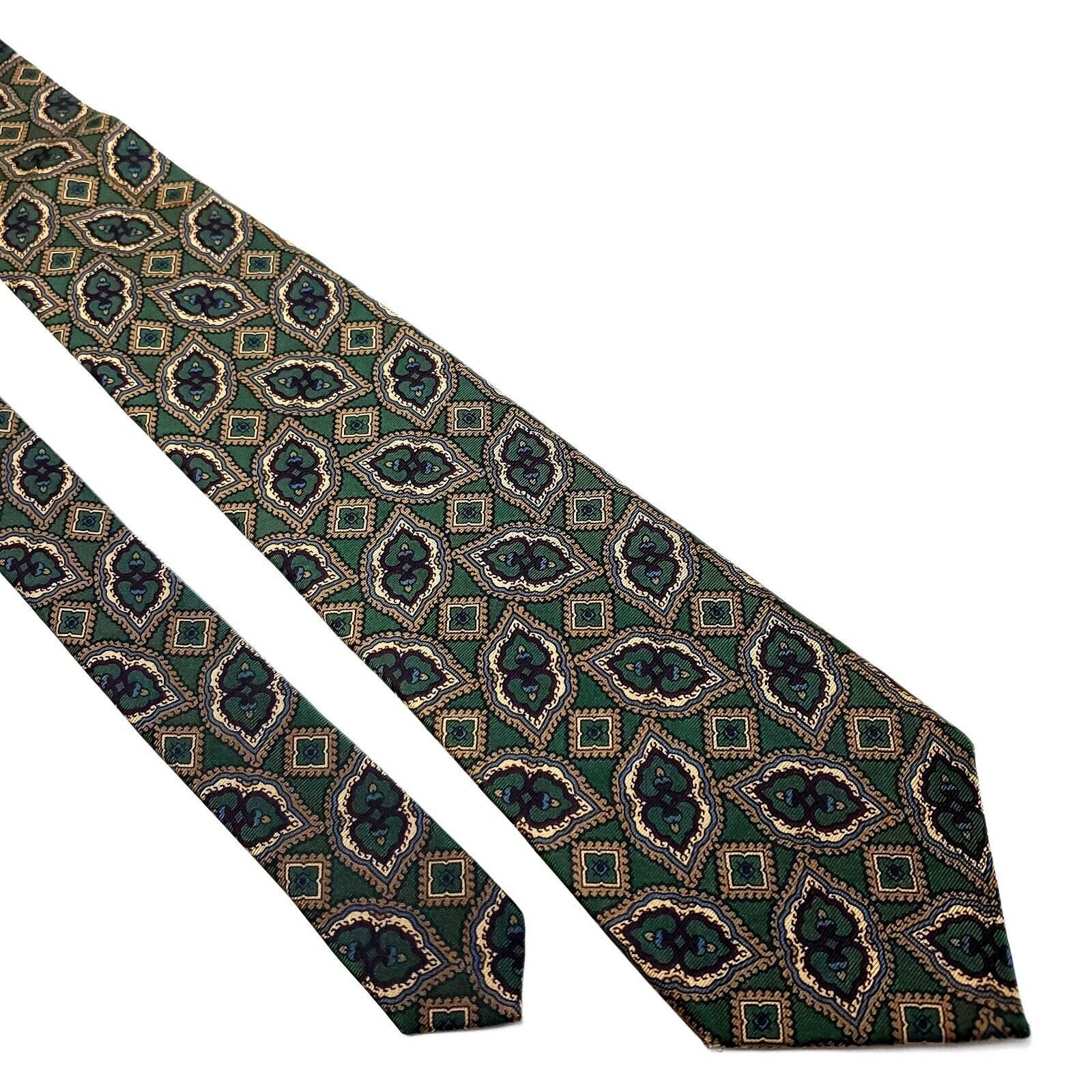 Stafford Stafford Silk Tie Print Green Geometric Size ONE SIZE - 1 Thumbnail