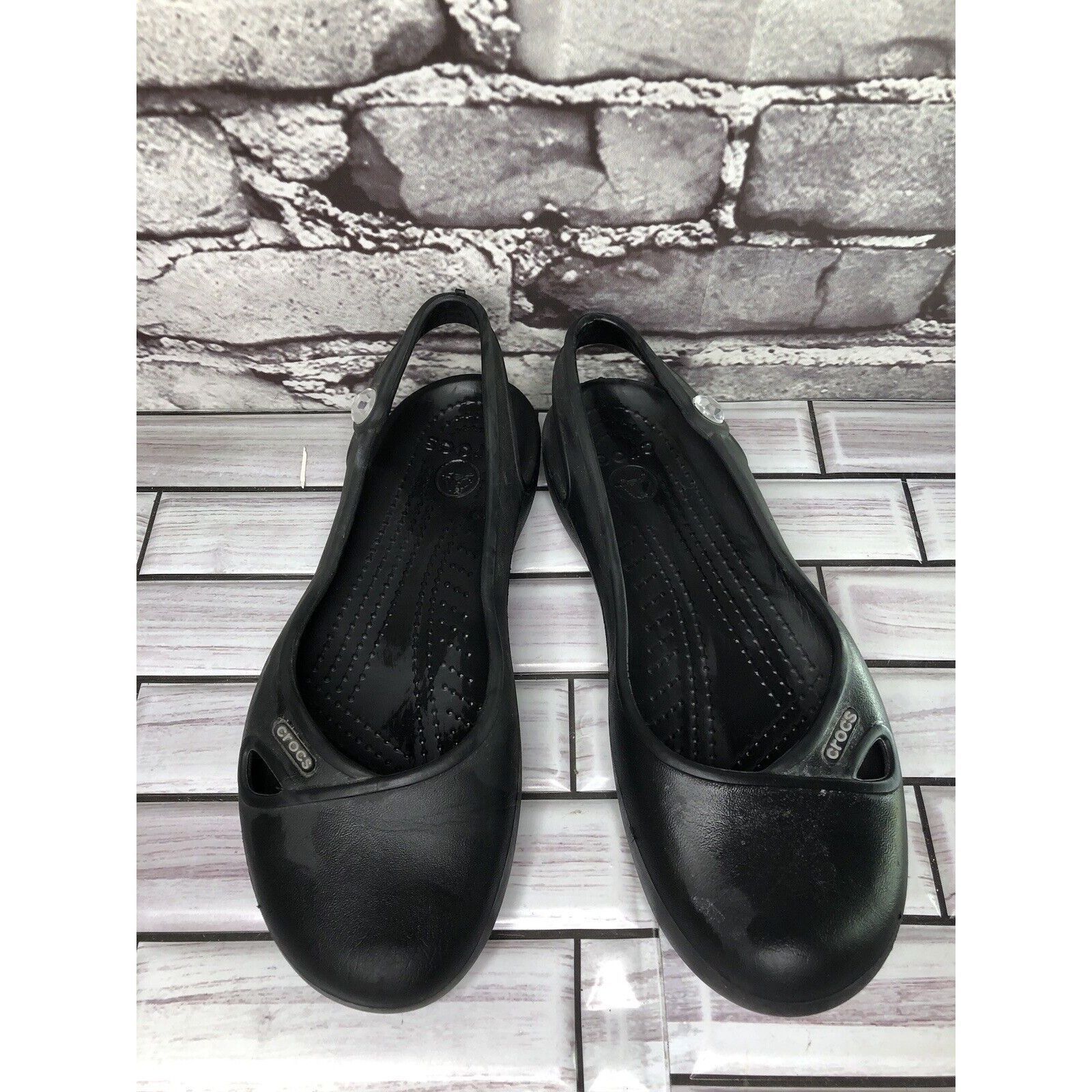 Crocs Crocs Jayna Black Rubber Comfort Casual Closed Toe Slingback Size US 5 / IT 35 - 9 Thumbnail