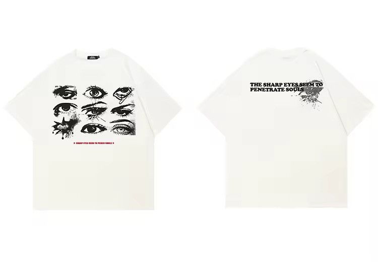 Vintage Eyes Print Casual White Tshirt Size US L / EU 52-54 / 3 - 3 Thumbnail