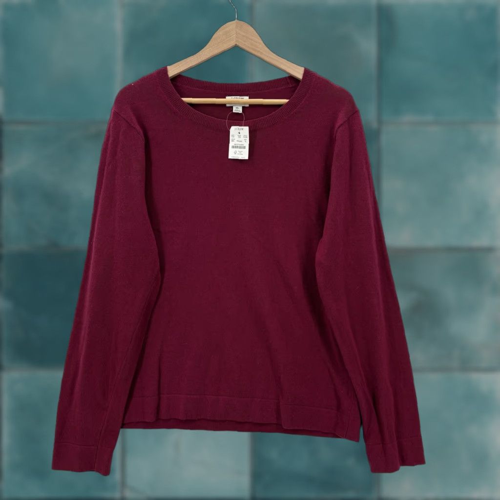 J.Crew J.CREW Sweater Womens XL Red Crew Neck Knit Pullover Casual NWT Merino Wool Cotton Tight-Knit Vintage: No Size XL / US 12-14 / IT 48-50 - 1 Thumbnail