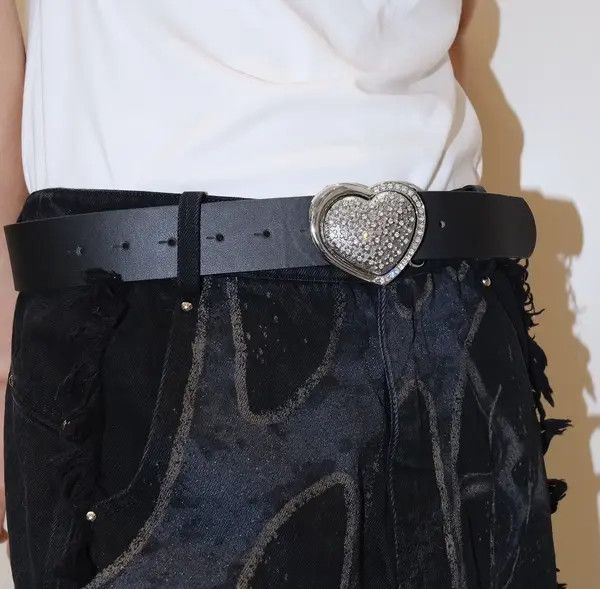 Japanese Brand x Eno Outdoor retro punk rock rhinestone heart buckle belt Size ONE SIZE - 3 Thumbnail