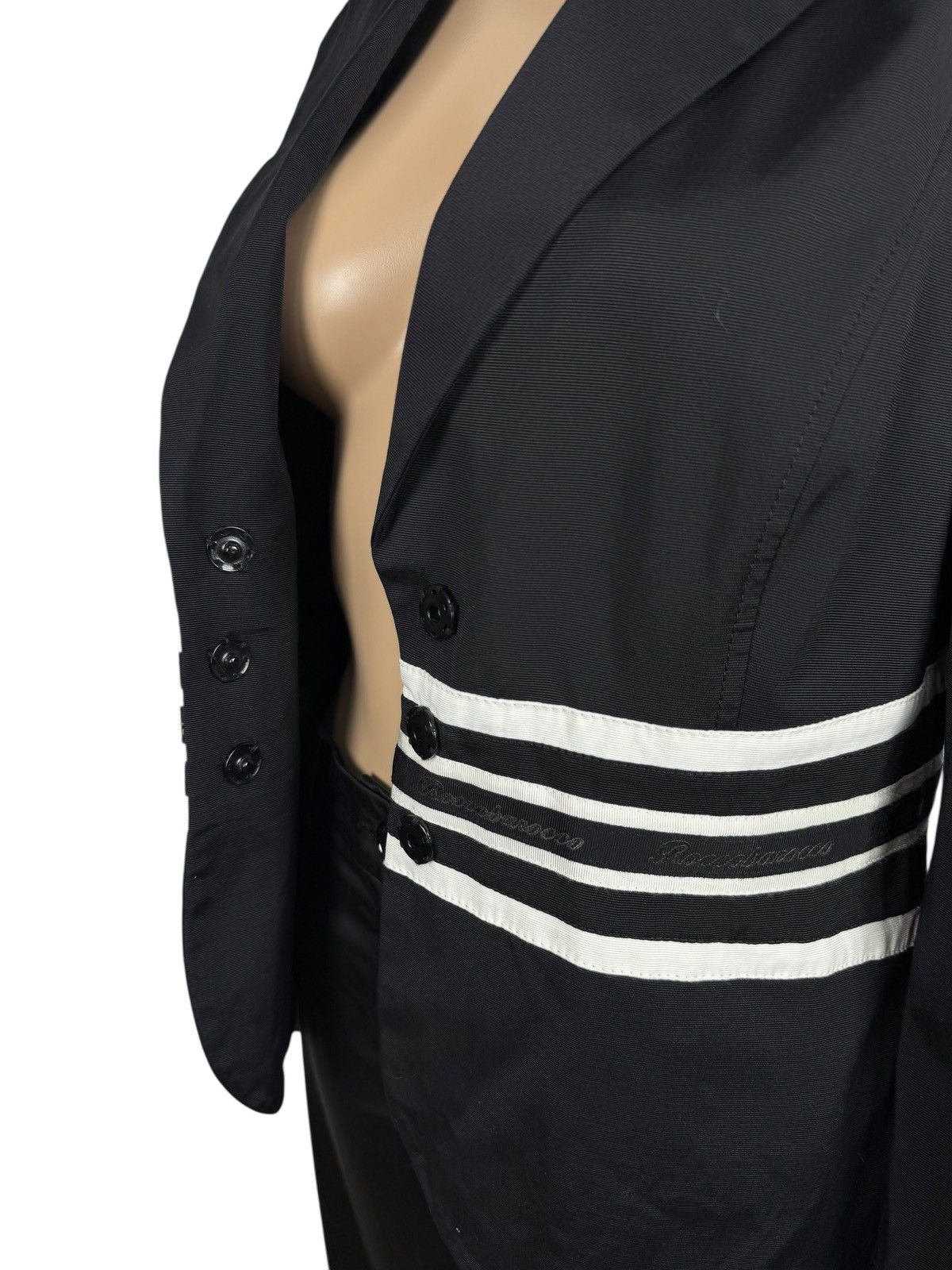 Other Roccobarocco Italy Nylon-Cotton Blazer Striped Logo NavyBlue Size XL / US 12-14 / IT 48-50 - 8 Thumbnail