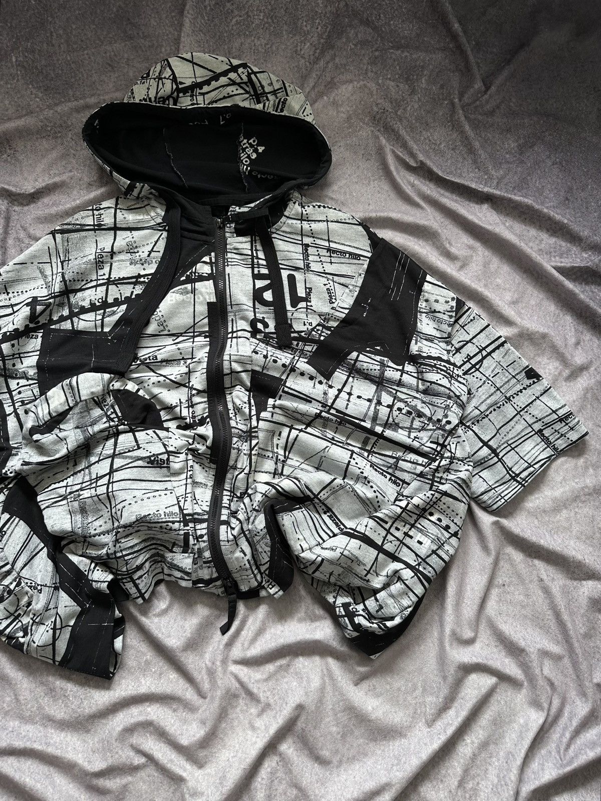 Rundholz RUNDHOLZ BLACK LABEL Patterned Zip Hoodie Black / White Size ONE SIZE - 2 Thumbnail