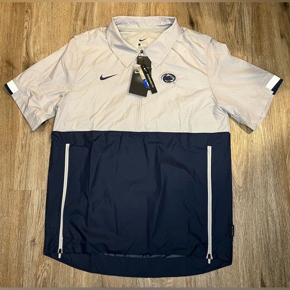 Men's Nike Gray Penn State Nittany Lions Coaches Half-Zip Short Sleeve  Pullover Jacket