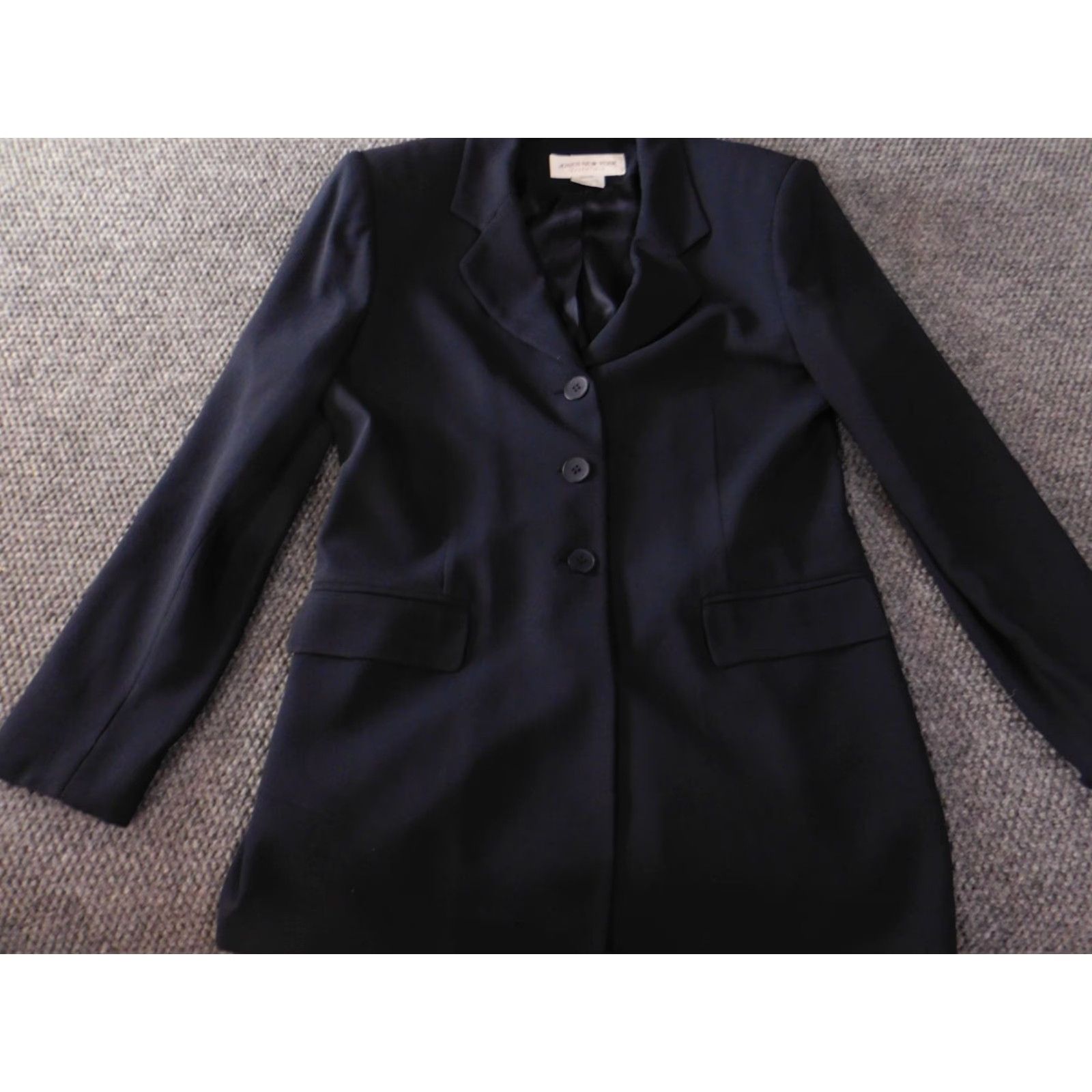 Jones New York Jones New York Blazer Womens 8 Blue Knit Cotton Lining Button Collared Mid-Length Casual Jacket Size M / US 6-8 / IT 42-44 - 2 Thumbnail