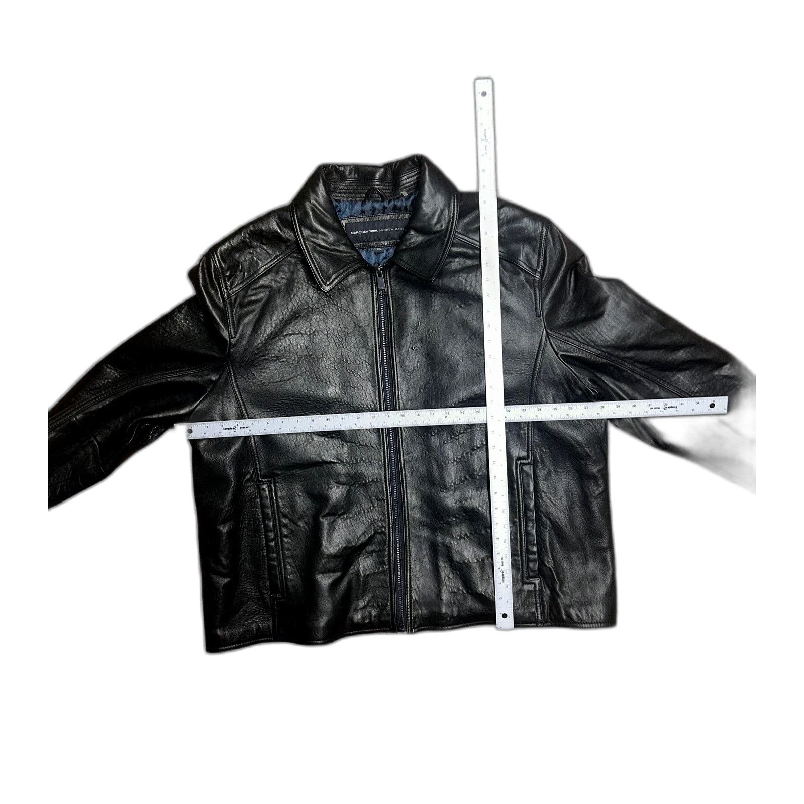 Andrew Marc Andrew Marc Black Leather Full Zip Bomber Jacket Motorcycle Size US XXL / EU 58 / 5 - 5 Thumbnail